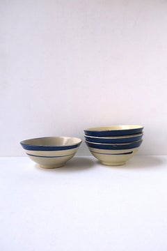 Ciotole in ceramica blu e bianco, set di 4 pezzi