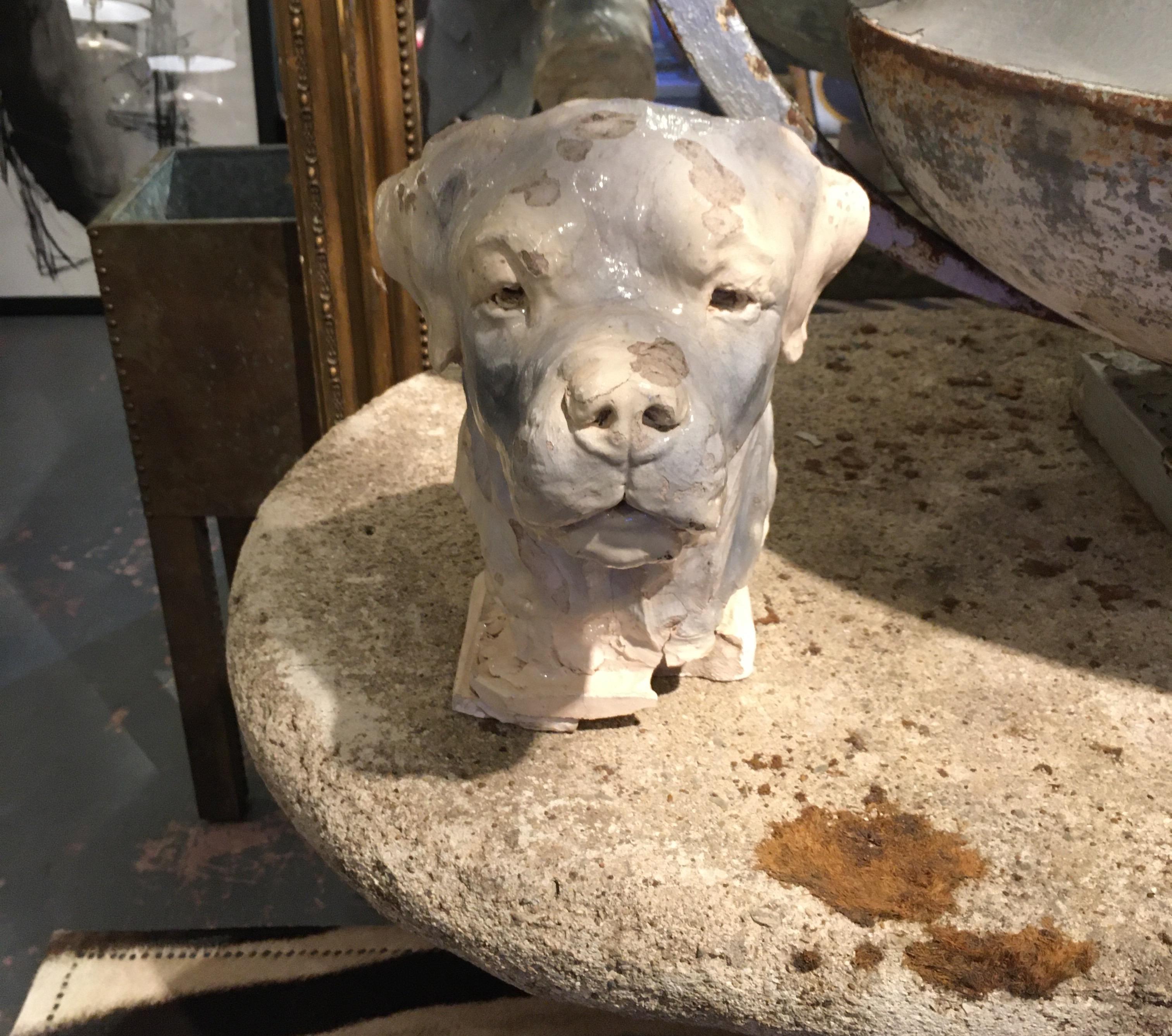 Pottery Dog Sculpture In Fair Condition In Seattle, WA