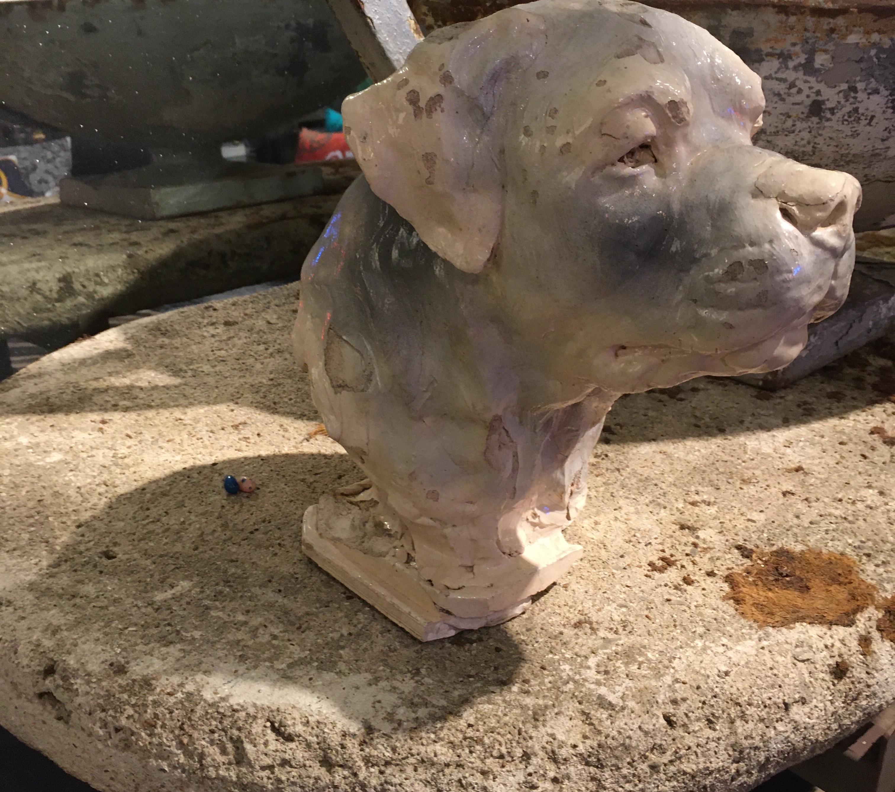 20th Century Pottery Dog Sculpture