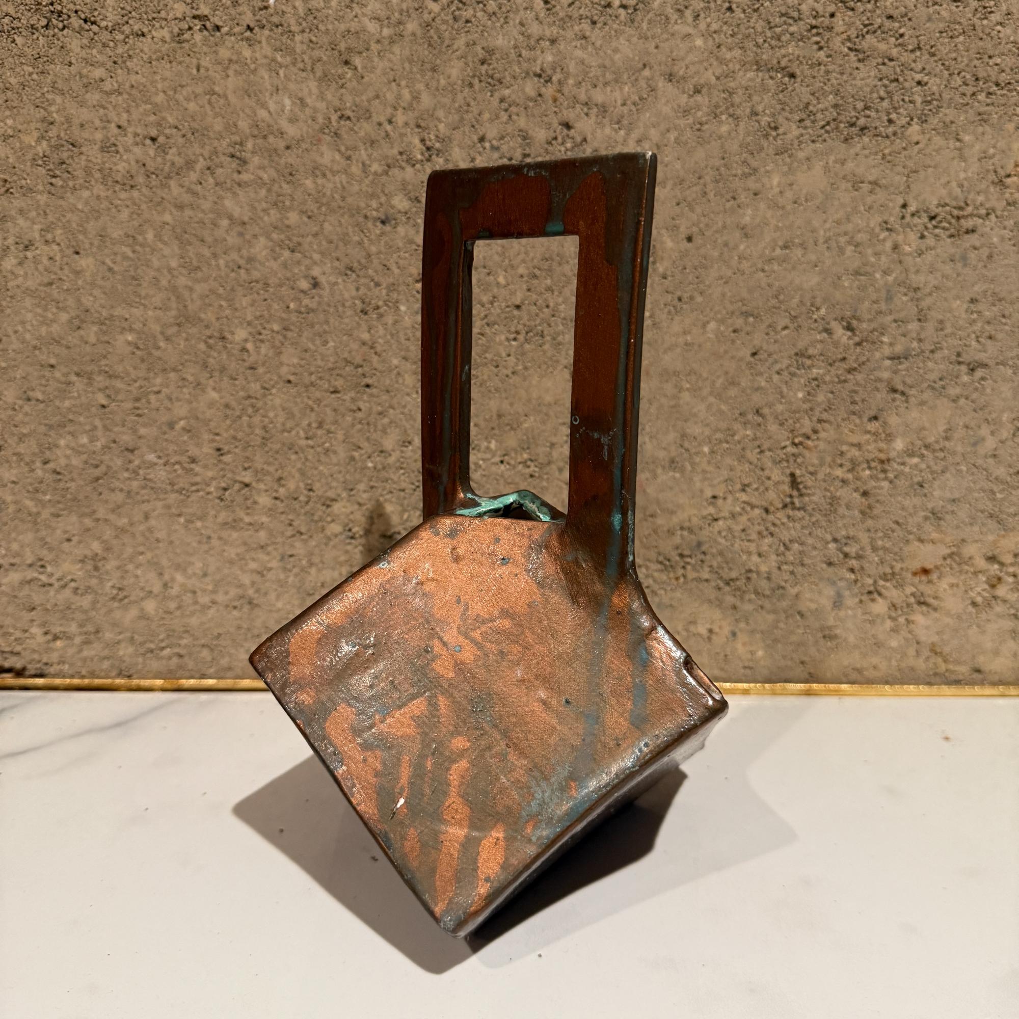 Pottery Faux Bronze Geometric Tea Pot Ceramic Studio Signed For Sale 4