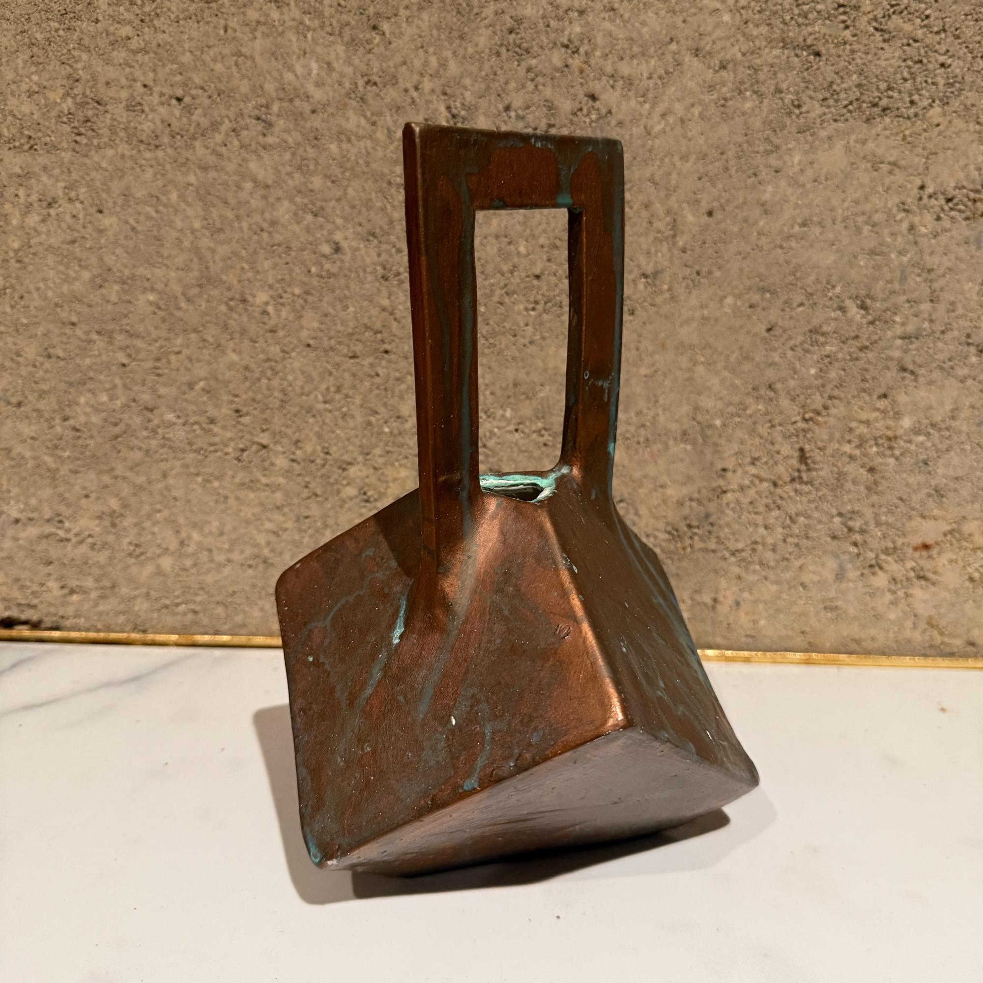 Pottery Faux Bronze Geometric Tea Pot Ceramic Studio Signed For Sale 6