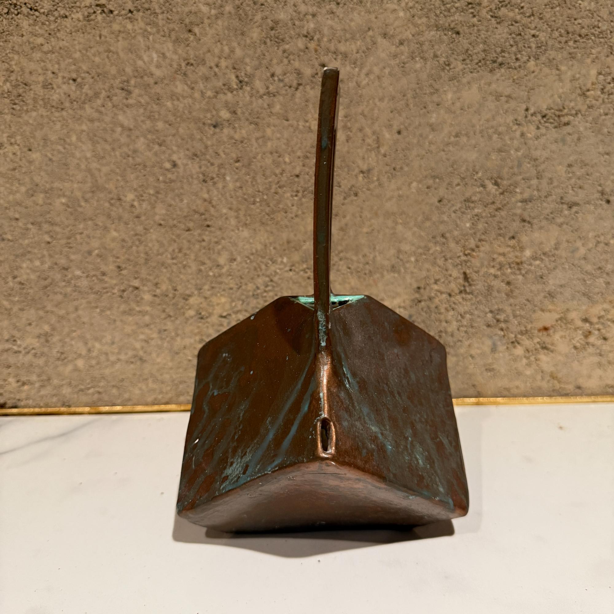 American Pottery Faux Bronze Geometric Tea Pot Ceramic Studio Signed For Sale