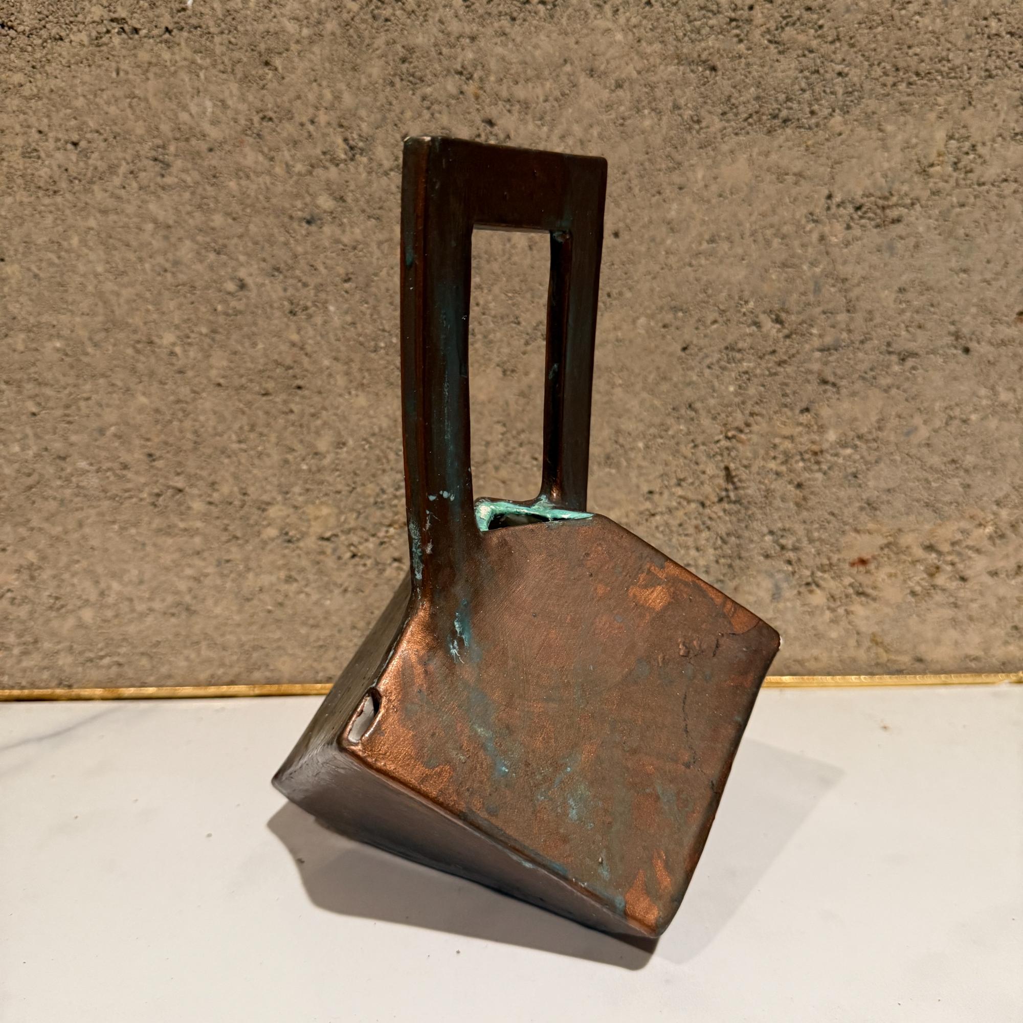 Pottery Faux Bronze Geometric Tea Pot Ceramic Studio Signed For Sale 2