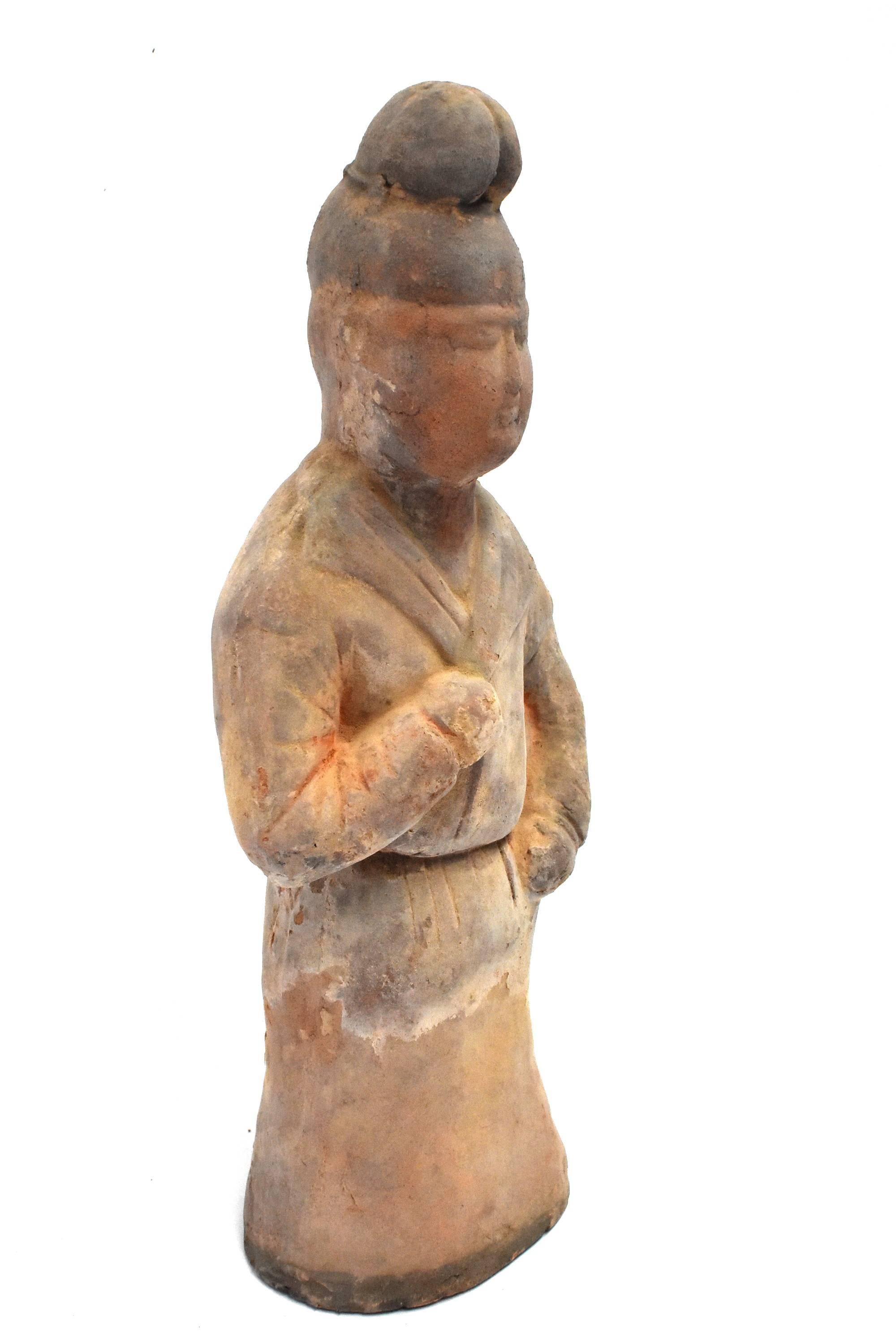 Hand-Painted Terracotta Chef Figure in Han Style For Sale