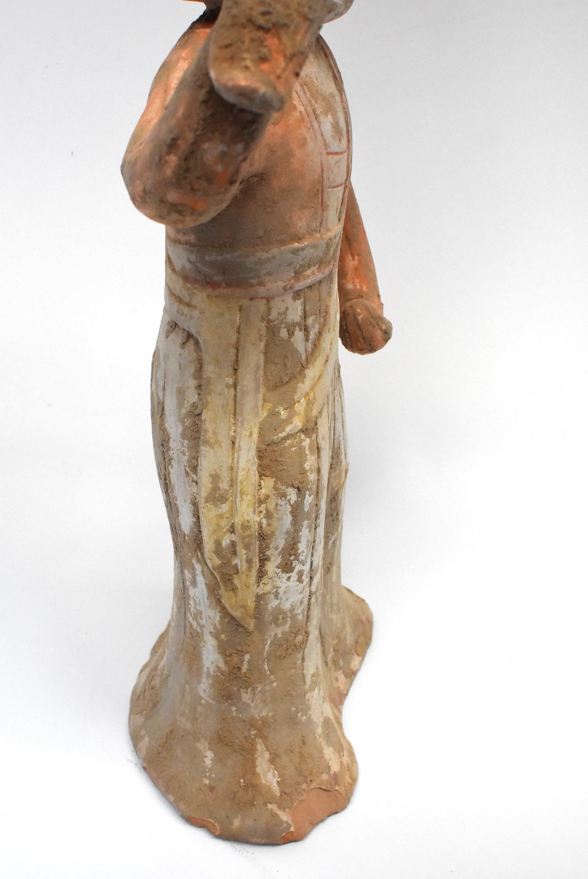 Terracotta Dancer in Military Helmet, Chinese Han Style For Sale 9