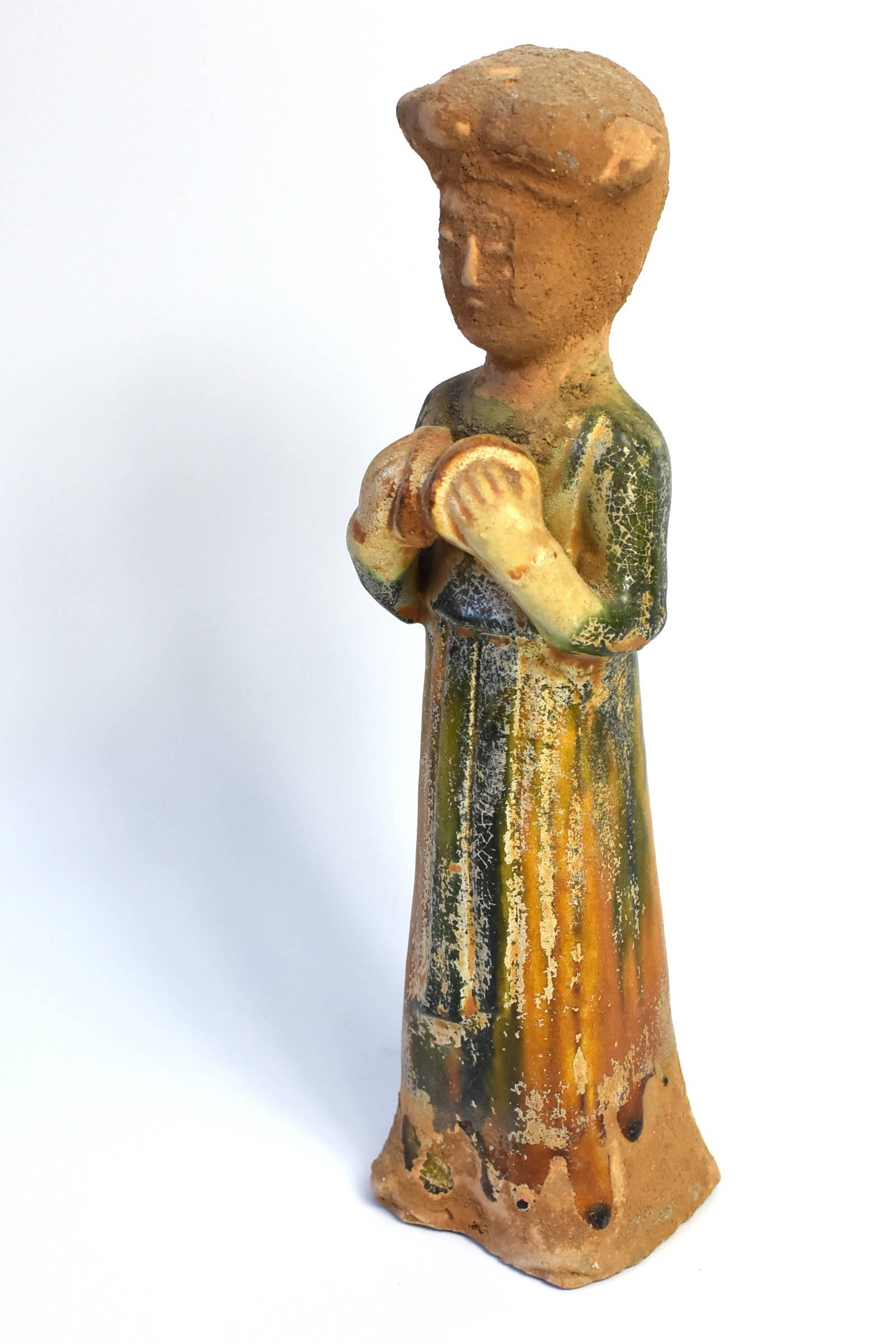 Hand-Painted Pottery Figure Musician, Tang San Cai Terracotta