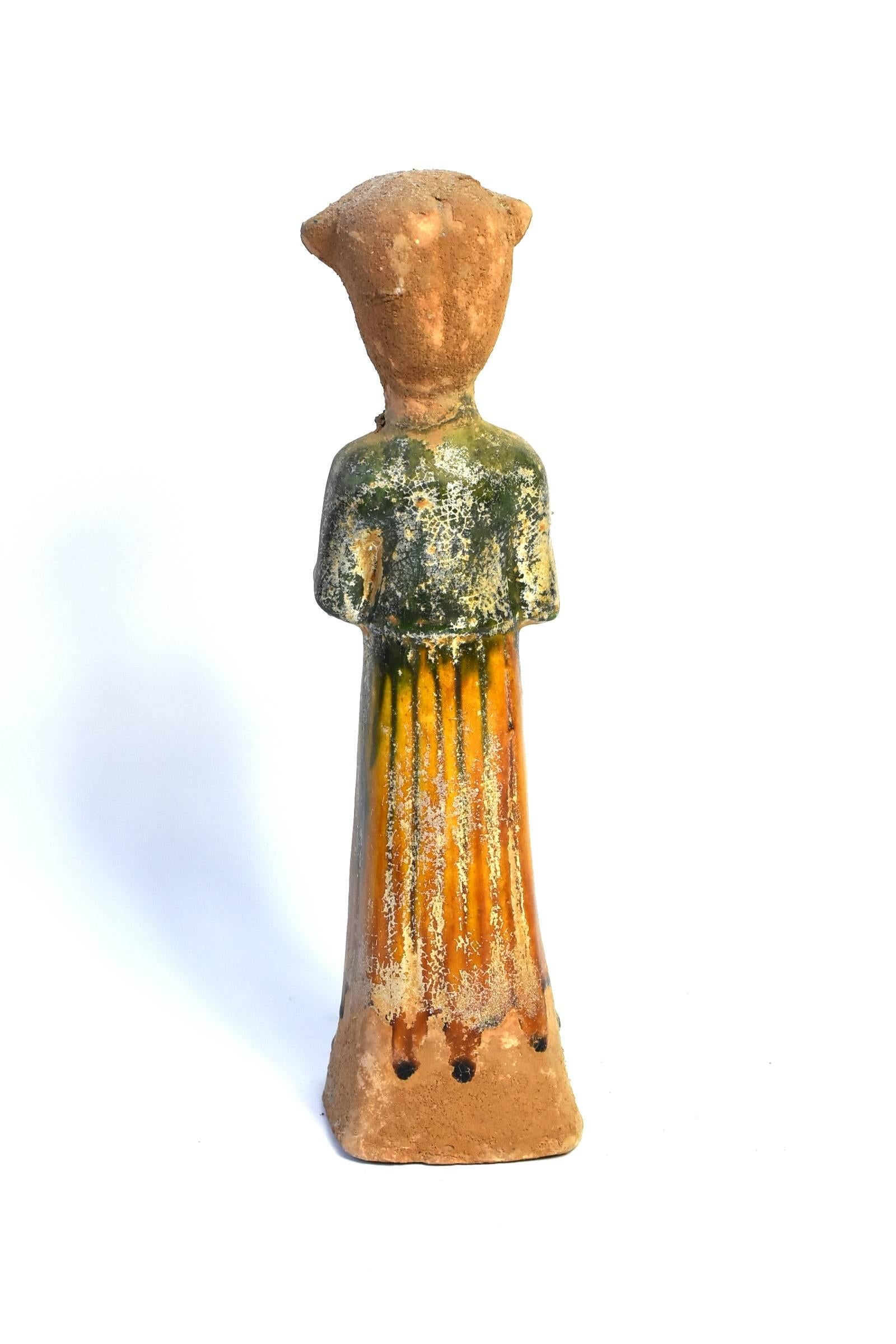 Pottery Figure Musician, Tang San Cai Terracotta In Good Condition In Somis, CA