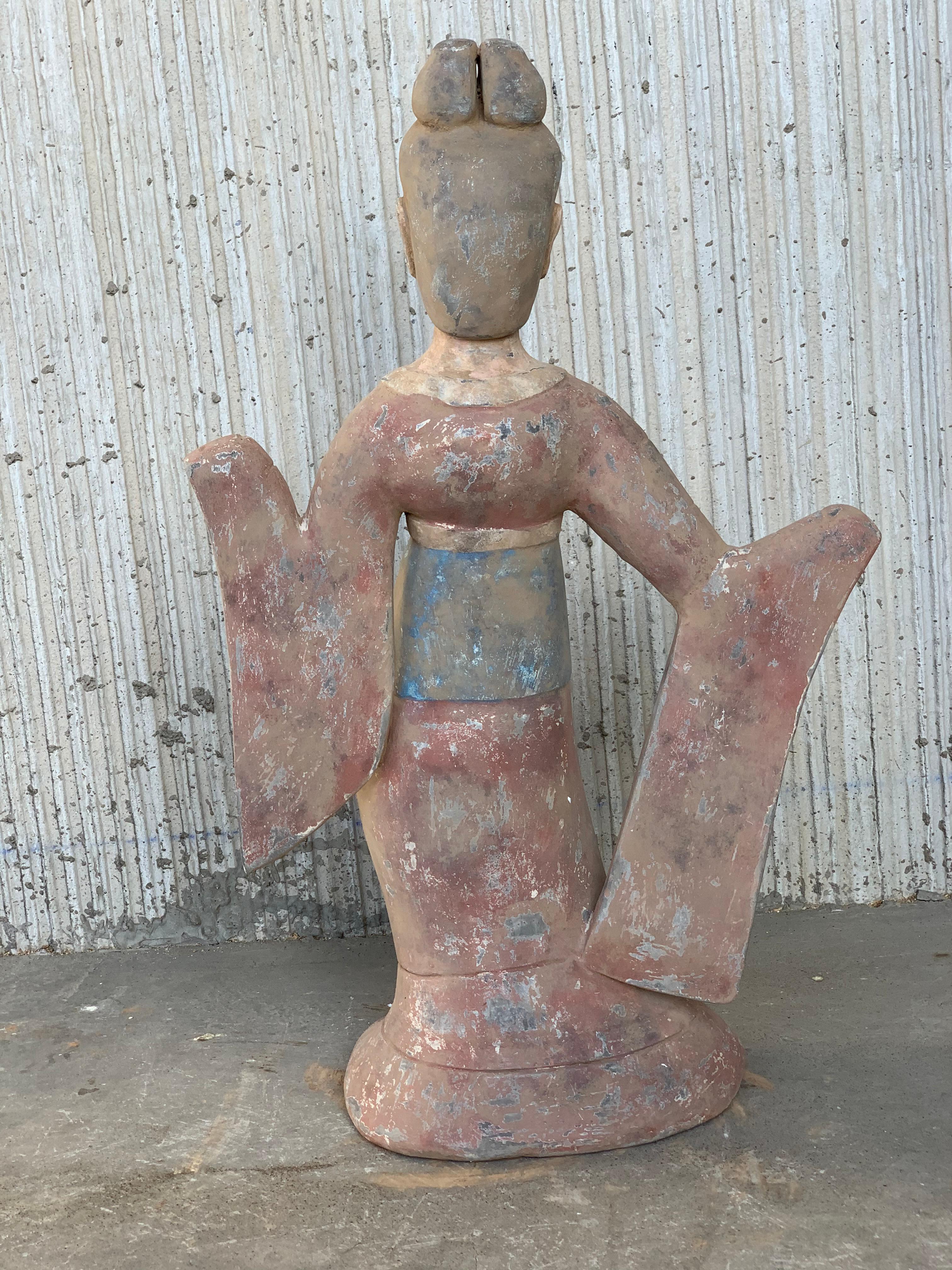 Asian Pottery Figure Seductress & Dancer Lady, Han Style Terracotta For Sale