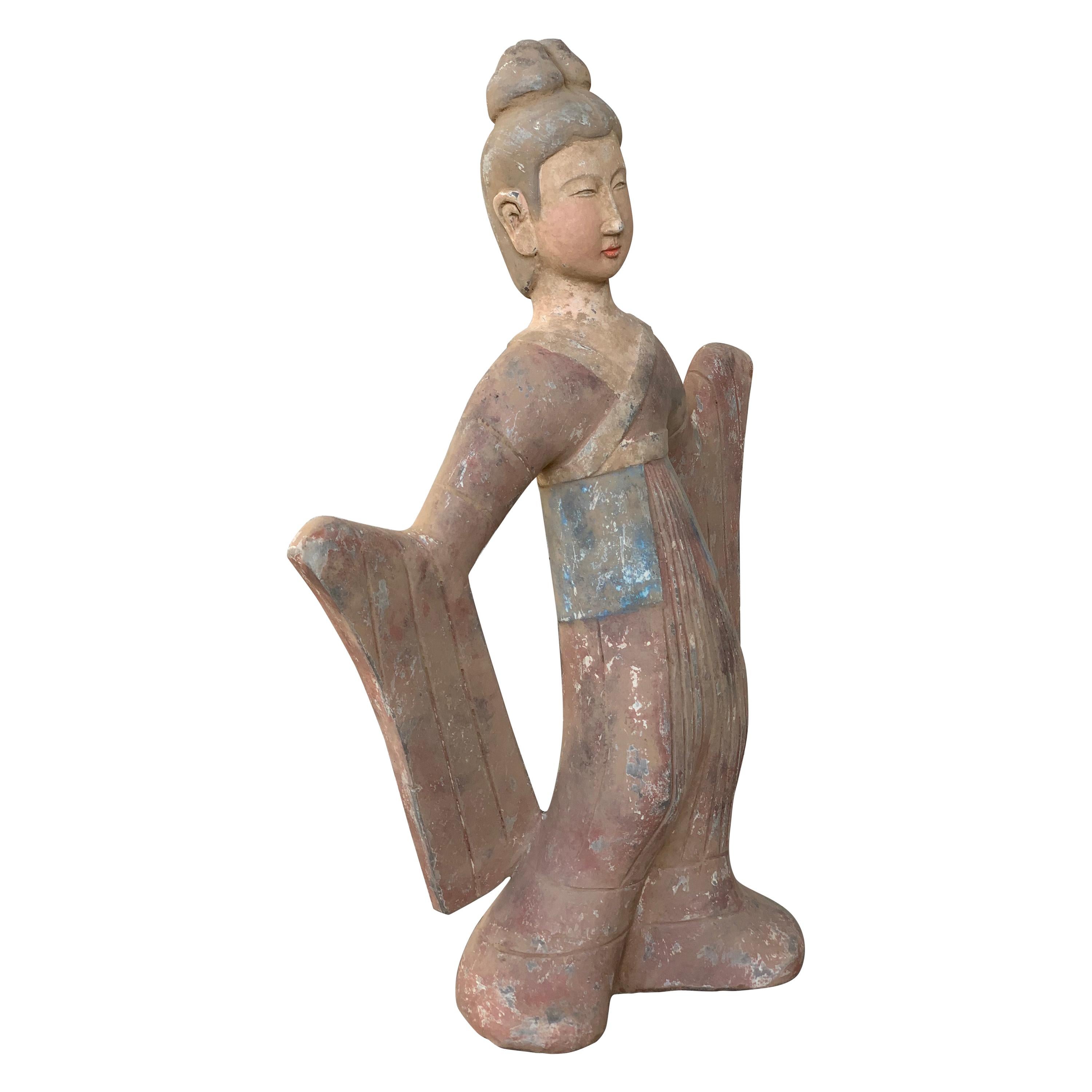 Pottery Figure Seductress & Dancer Lady, Han Style Terracotta For Sale