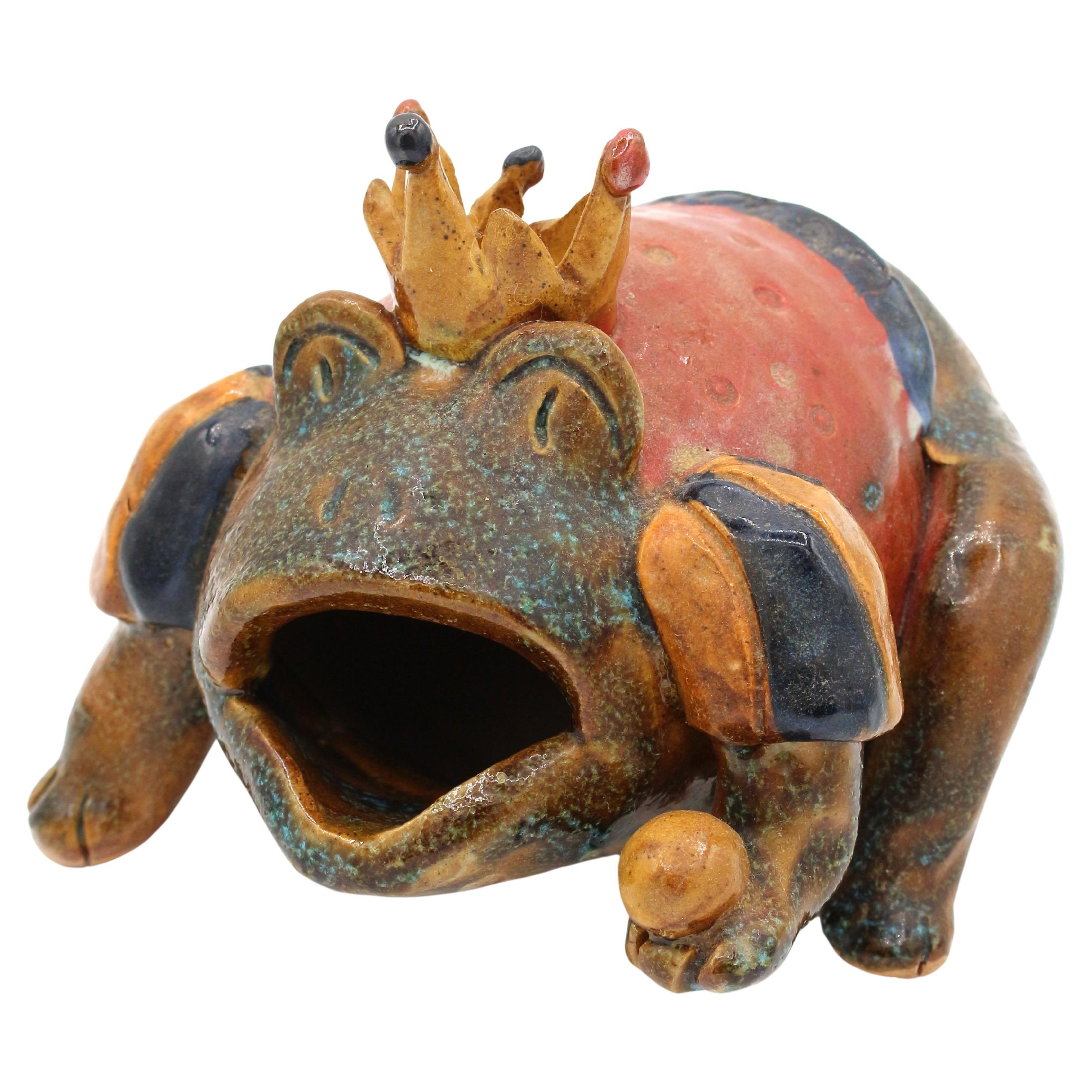 Pottery "Frog King" by Crystal King For Sale