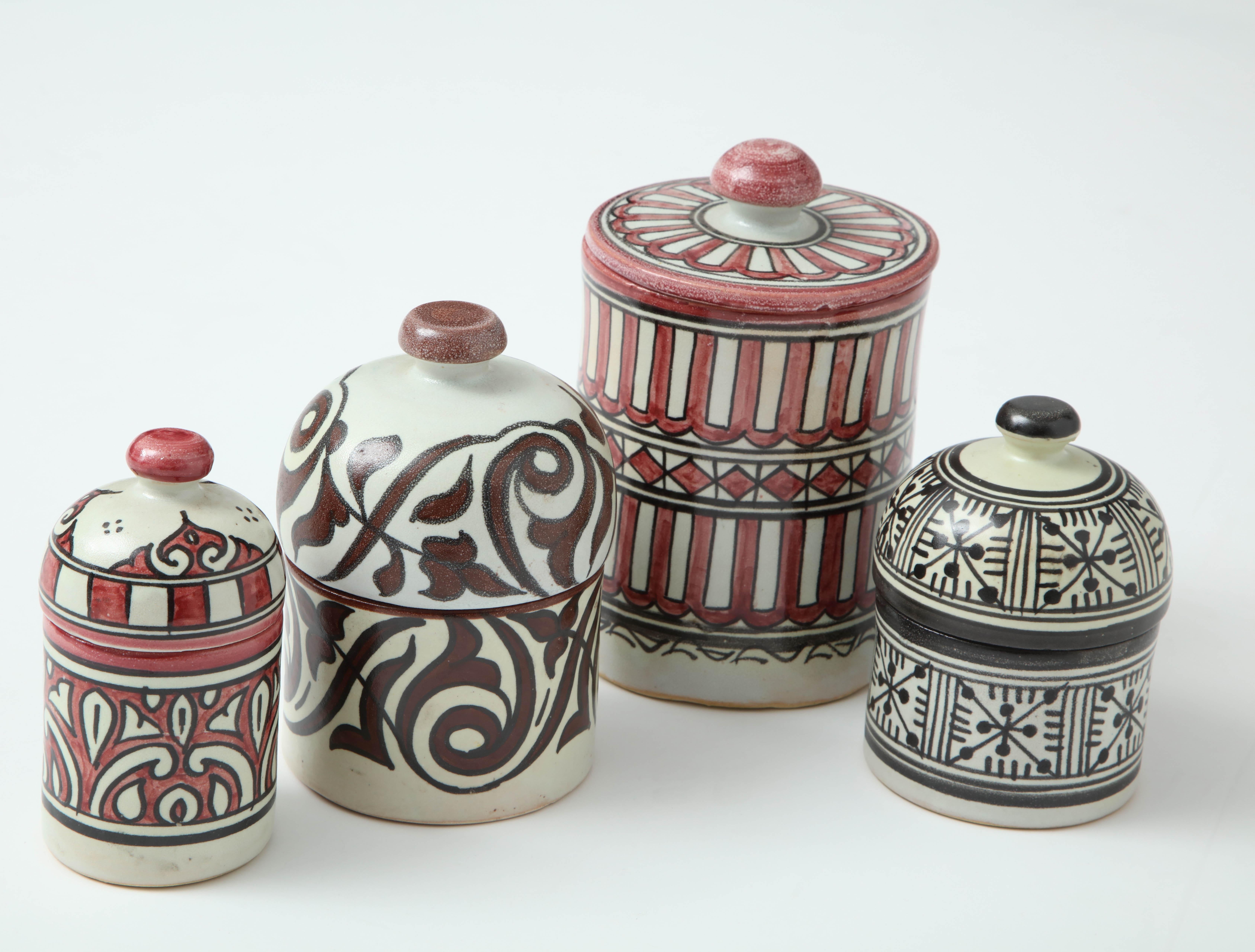 Pottery from Rabat, Morocco, Contemporary Ceramic Jar, Cream and Black Colors For Sale 1