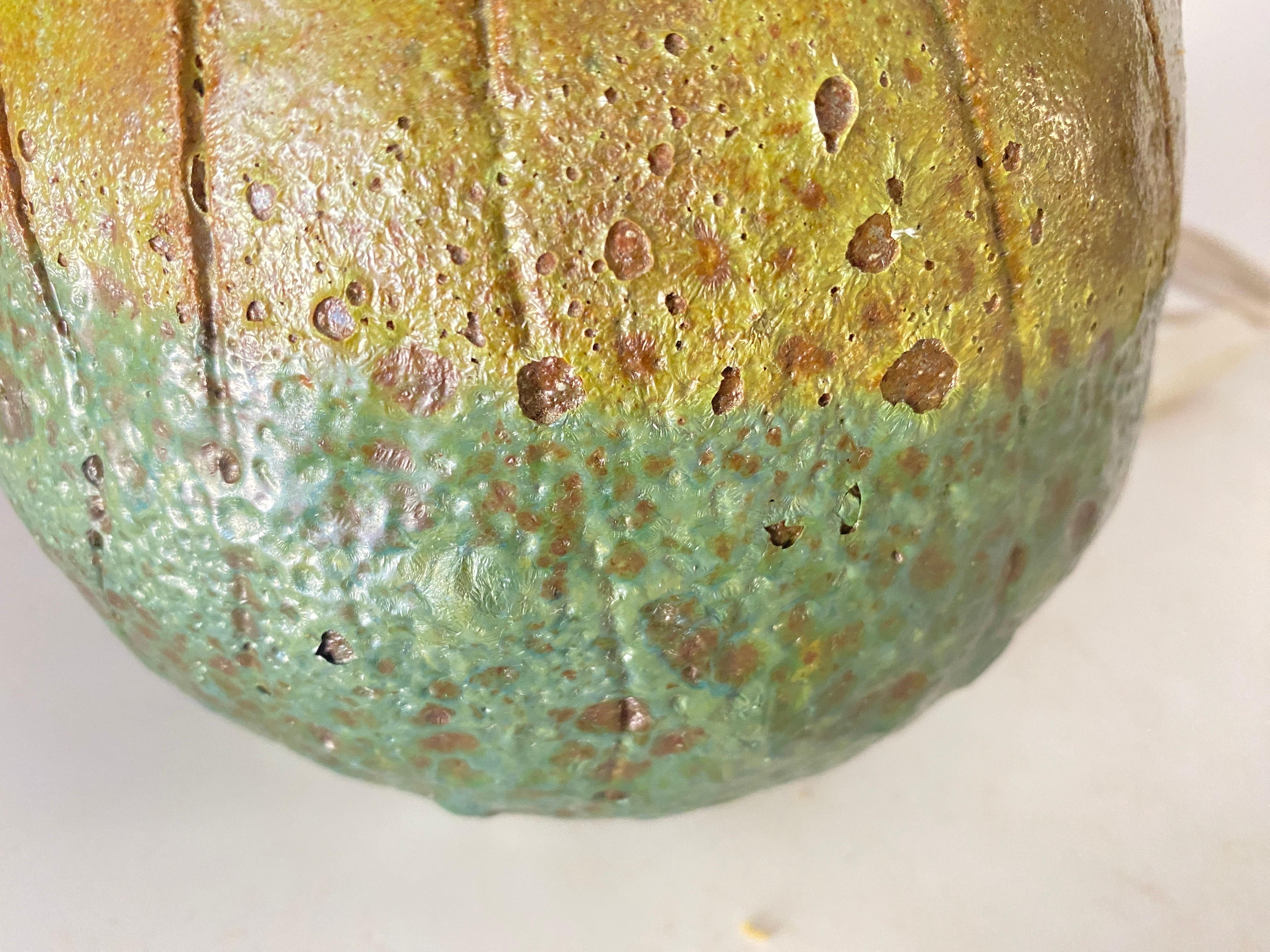 Pottery Lamp in Green Color France 1960 In Good Condition For Sale In Auribeau sur Siagne, FR