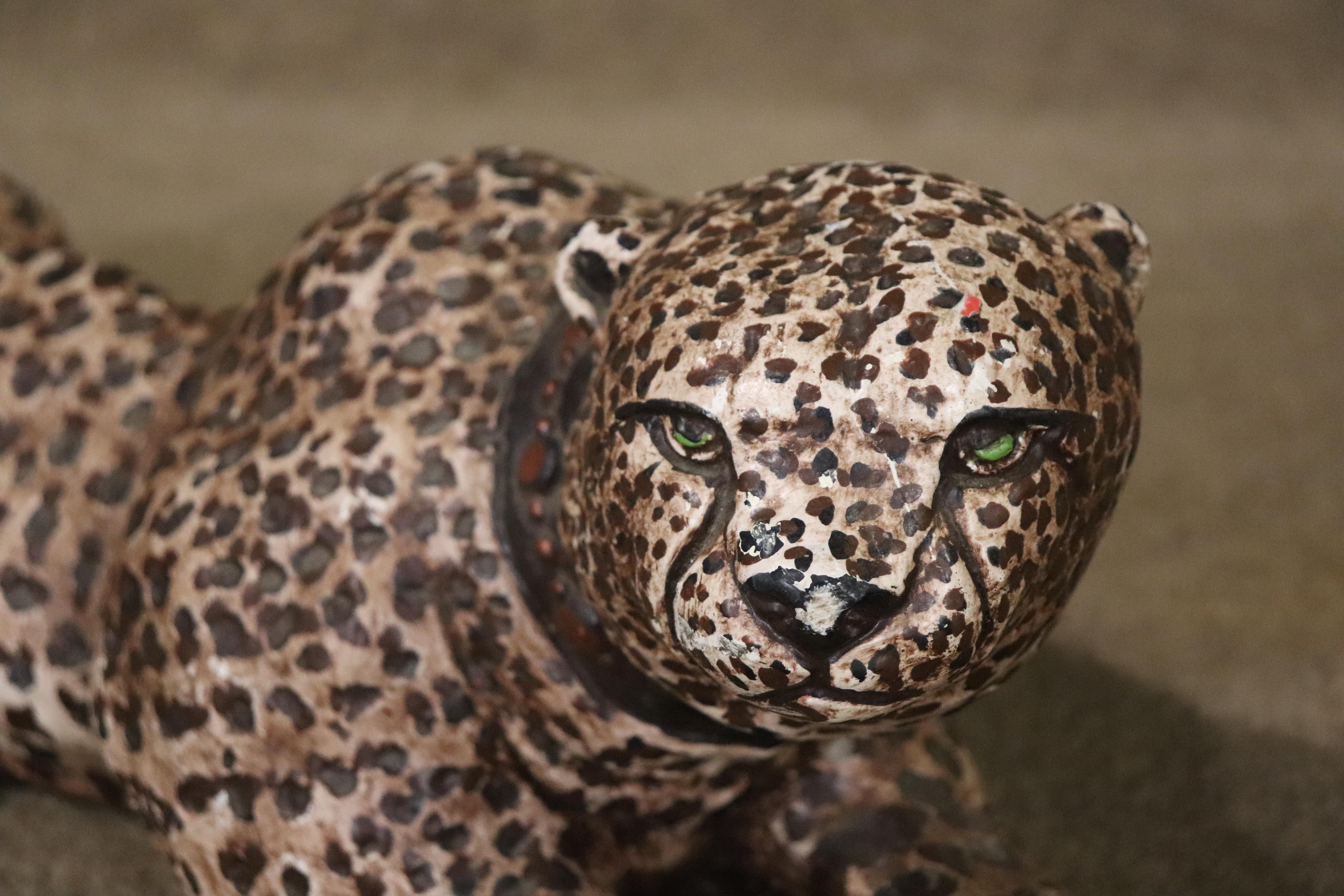Pottery Leopard Sculpture In Good Condition In Brooklyn, NY