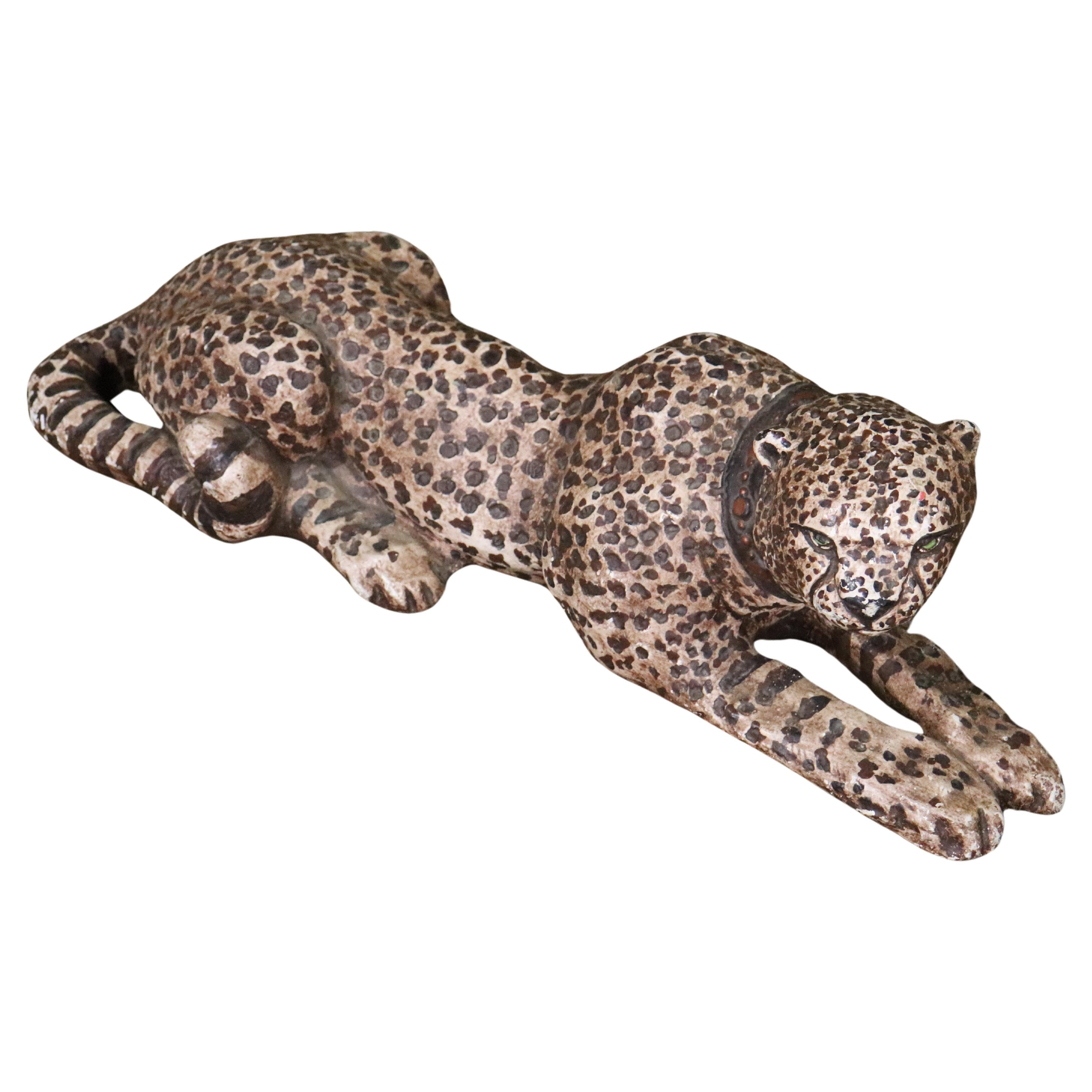 Pottery Leopard Sculpture