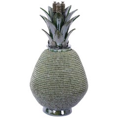 Pottery or Glazed Terracotta Lidded Pineapple Jar or Urn