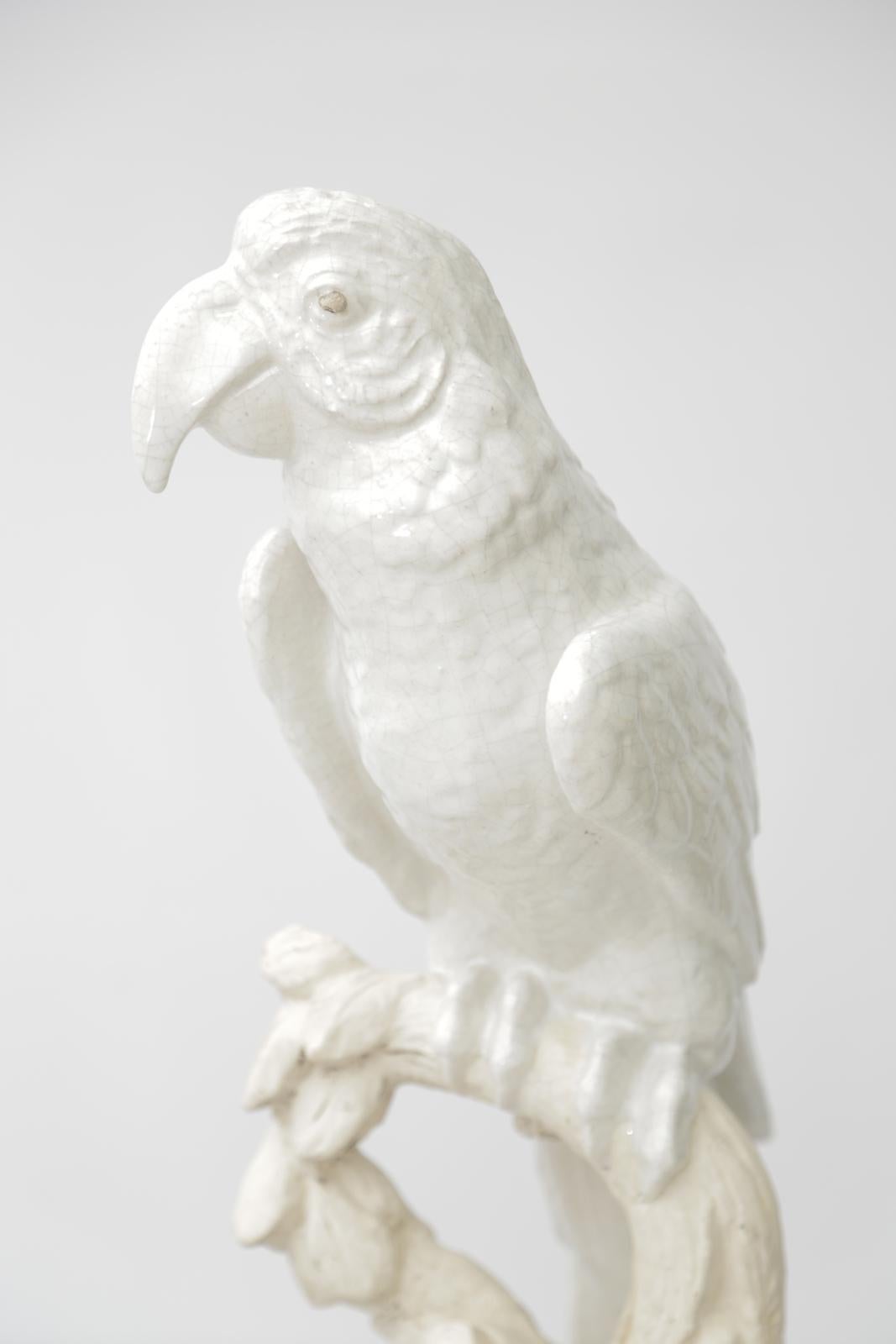Italian Pottery Parrot Sculpture For Sale
