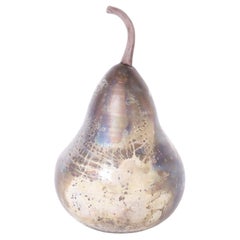 Vintage Pottery Pear Sculpture with Raku Glaze