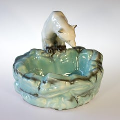 Pottery Polar Bear Bowl or Ashtray from Ditmar Urbach Czechoslovakia, 1930s