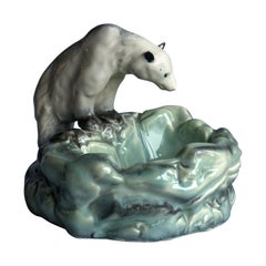 Pottery Polar Bear Bowl or Ashtray from Ditmar Urbach Czechoslovakia, 1930s