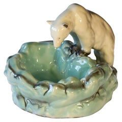 Pottery Polar Bear Bowl or Ashtray from Ditmar Urbach Czechoslovakia, 1930s