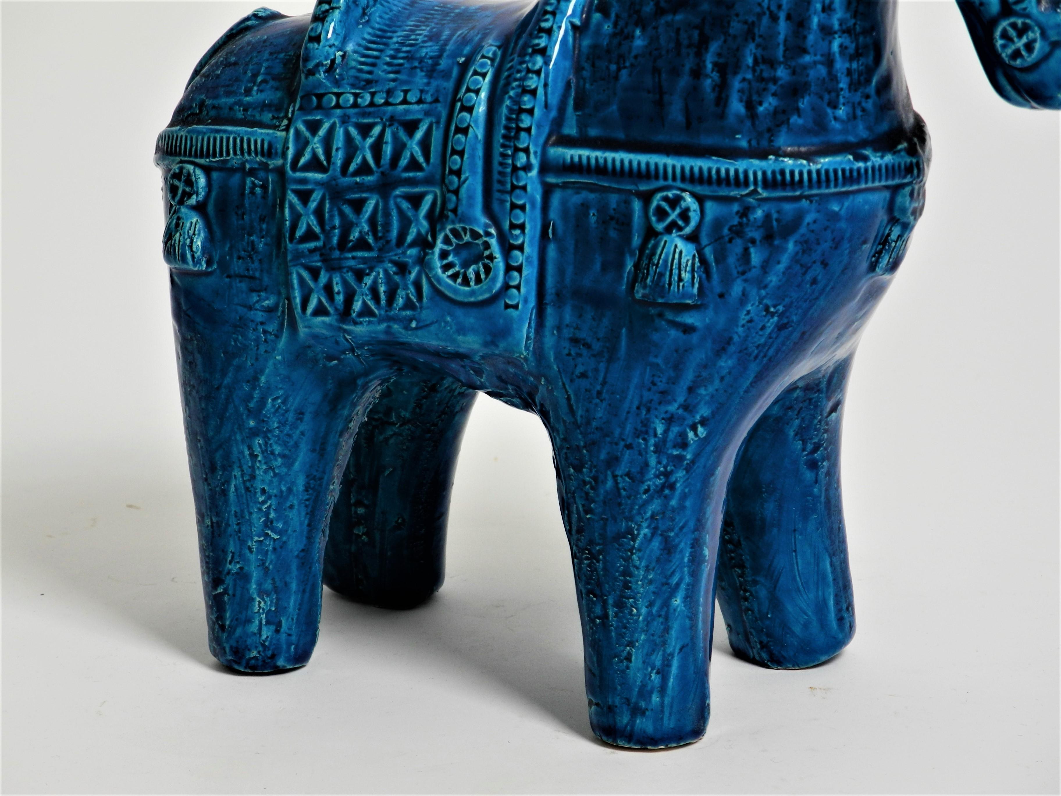 Keramik-Skulptur „Rimini-Blau“ Pferd von Aldo Londi für Bitossi 4