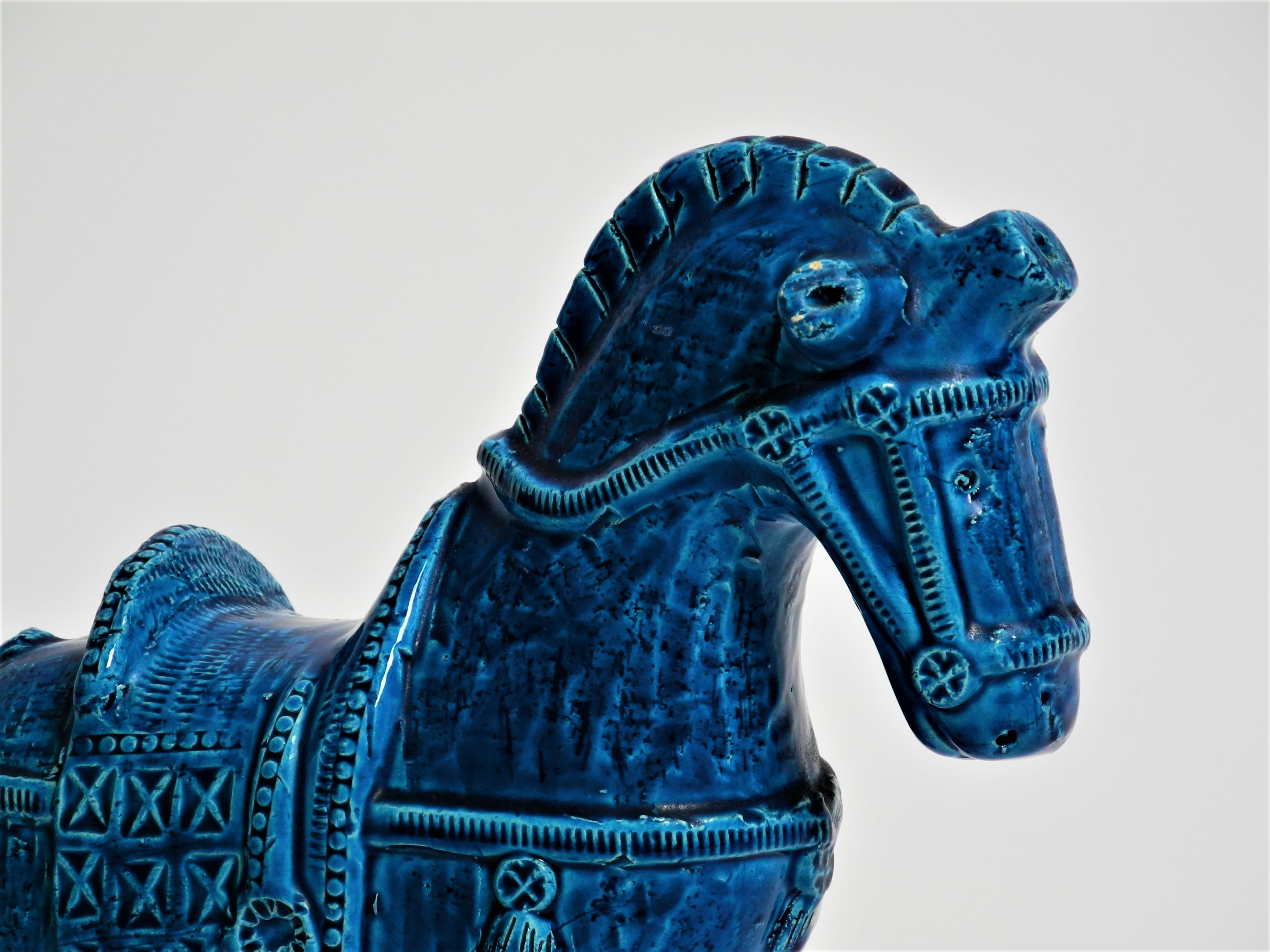 Keramik-Skulptur „Rimini-Blau“ Pferd von Aldo Londi für Bitossi 5