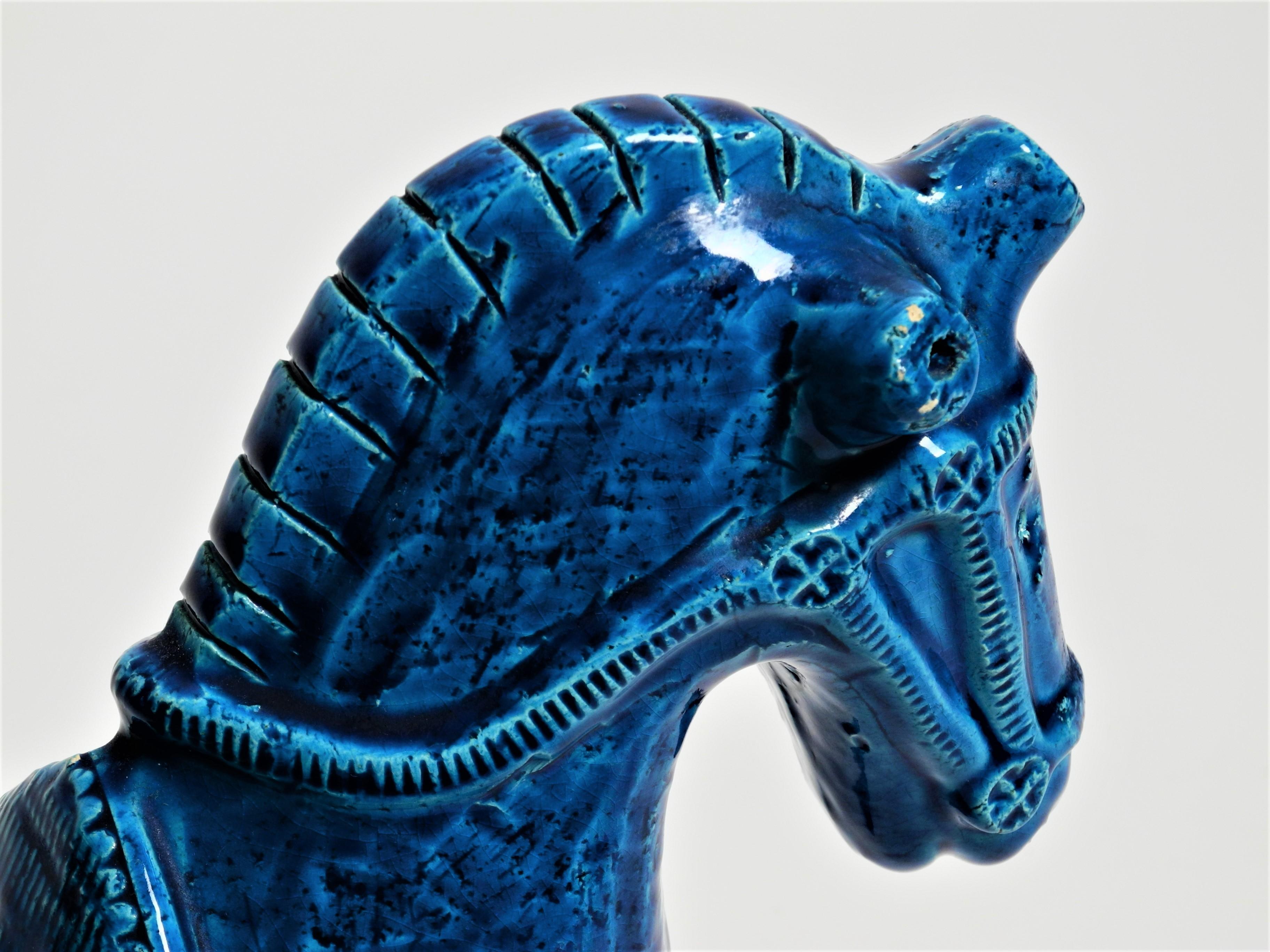 Keramik-Skulptur „Rimini-Blau“ Pferd von Aldo Londi für Bitossi 6
