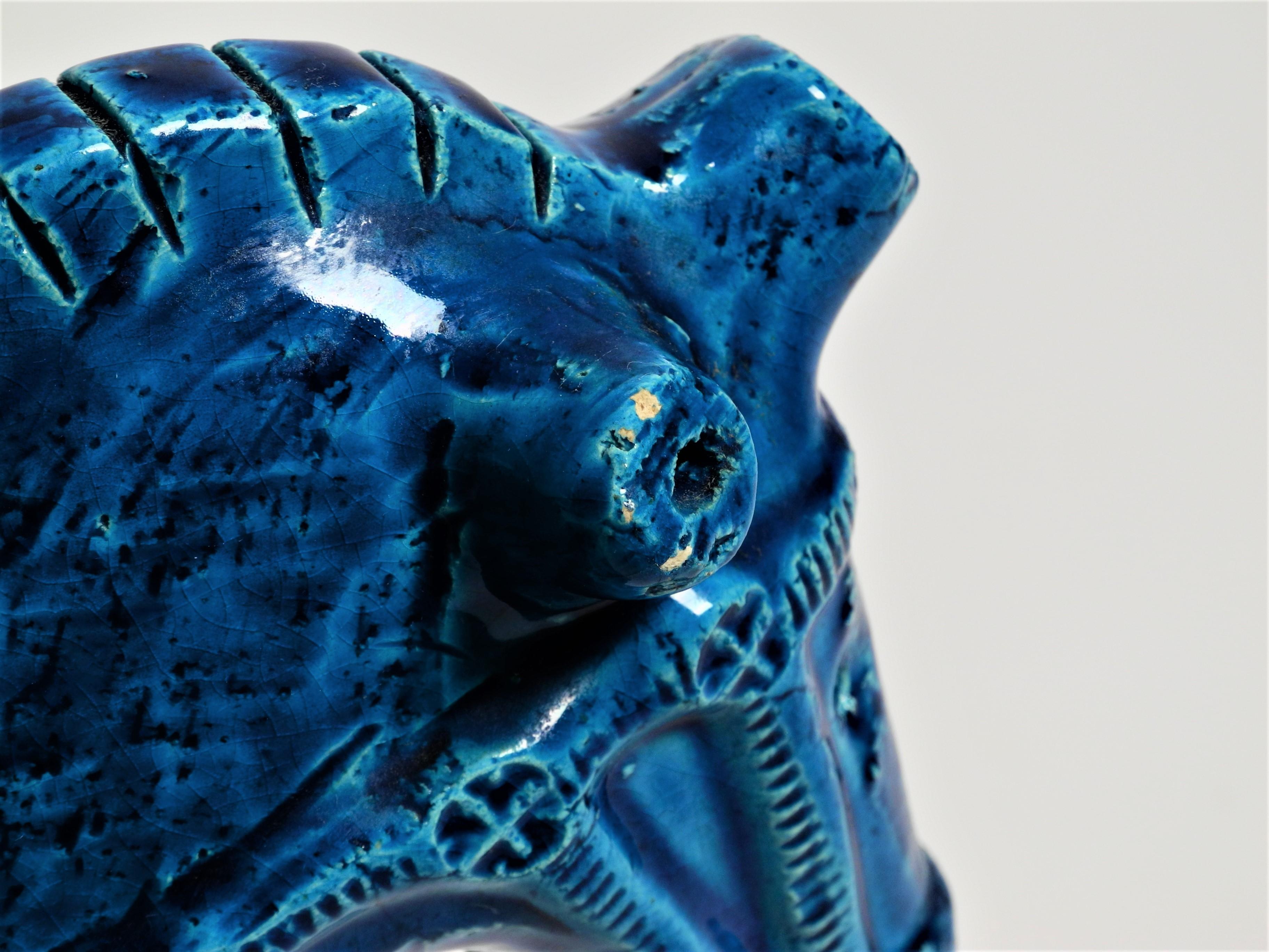 Keramik-Skulptur „Rimini-Blau“ Pferd von Aldo Londi für Bitossi 7