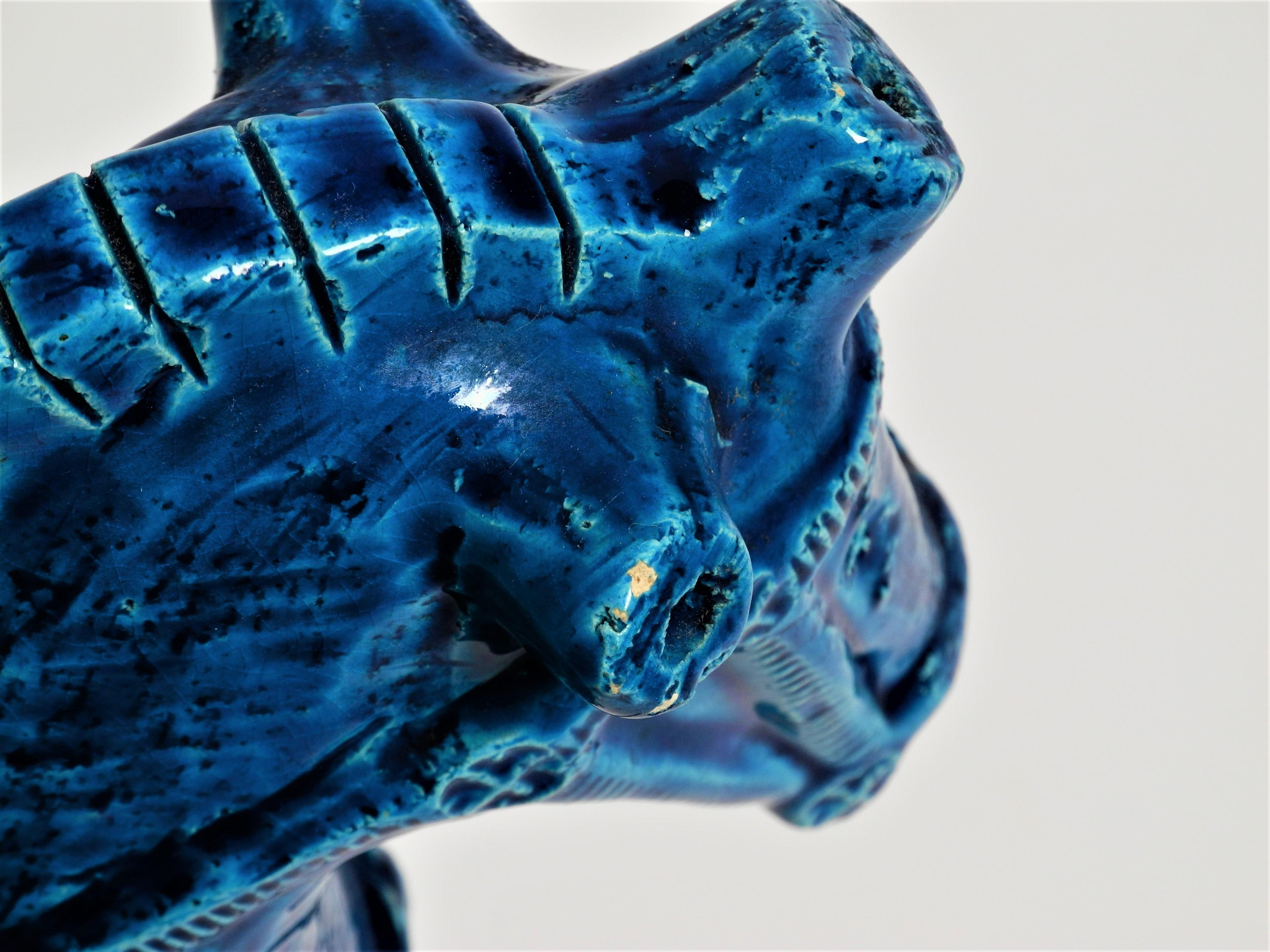 Keramik-Skulptur „Rimini-Blau“ Pferd von Aldo Londi für Bitossi 8