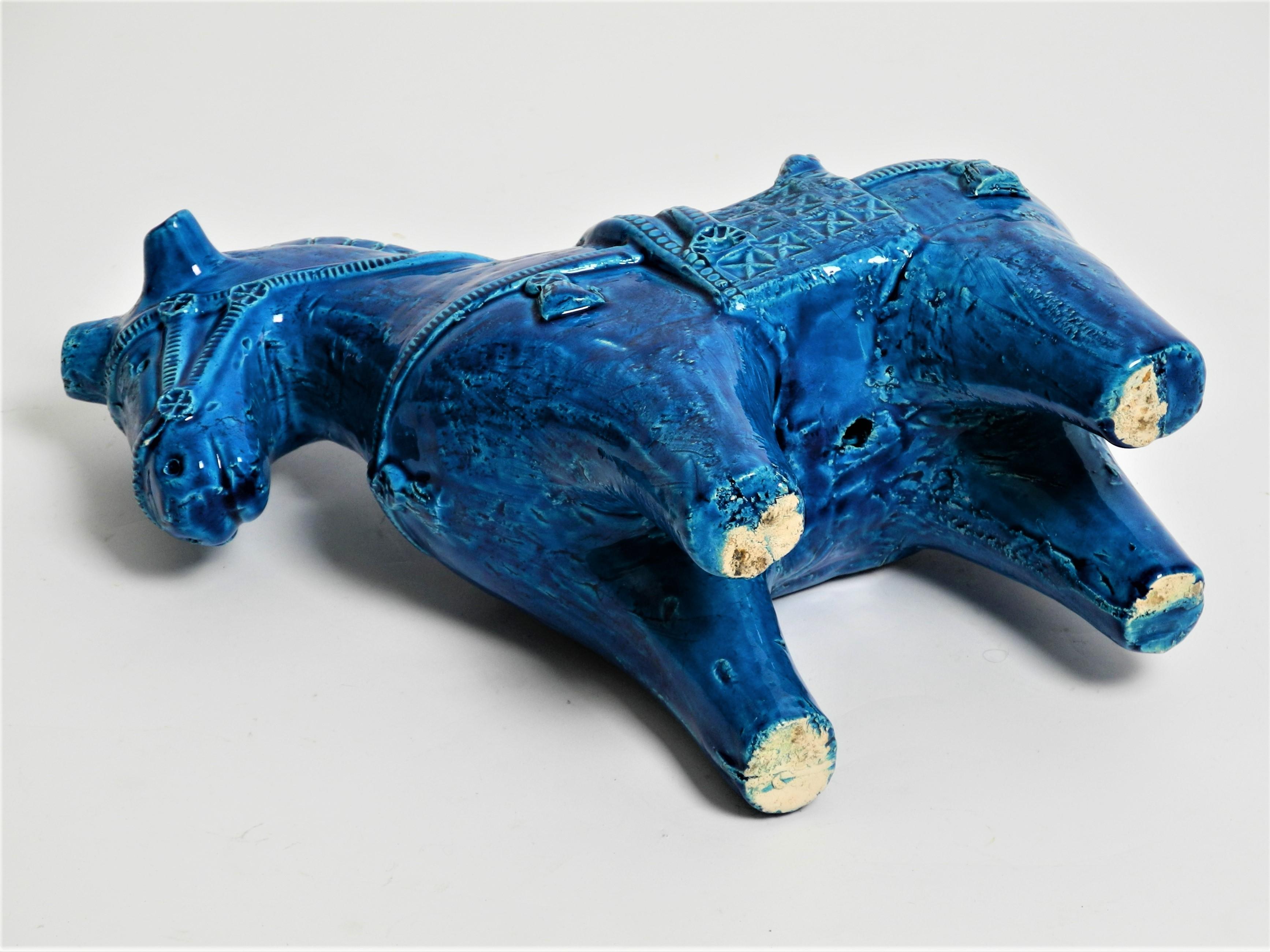 Keramik-Skulptur „Rimini-Blau“ Pferd von Aldo Londi für Bitossi 10