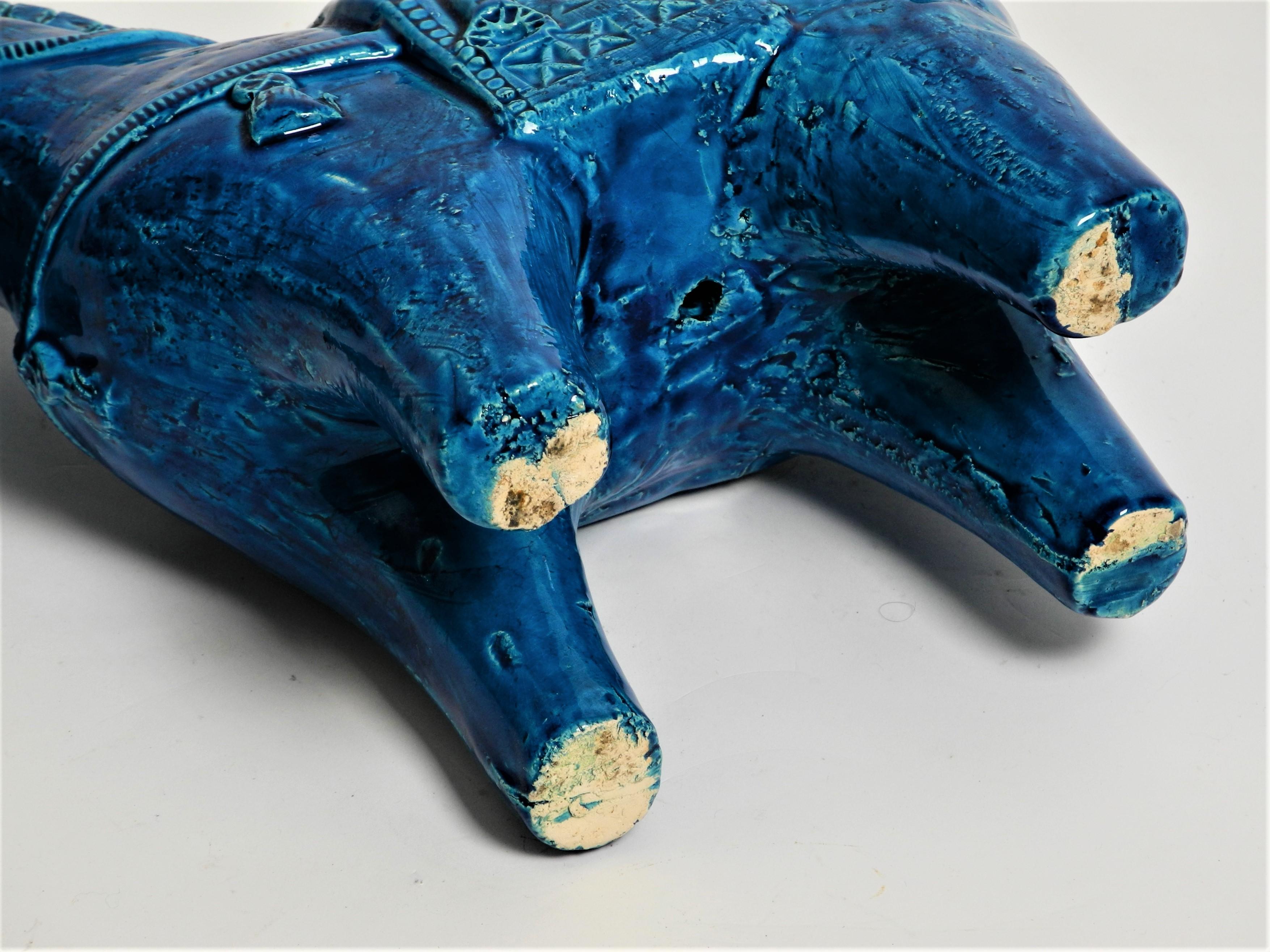 Keramik-Skulptur „Rimini-Blau“ Pferd von Aldo Londi für Bitossi 11