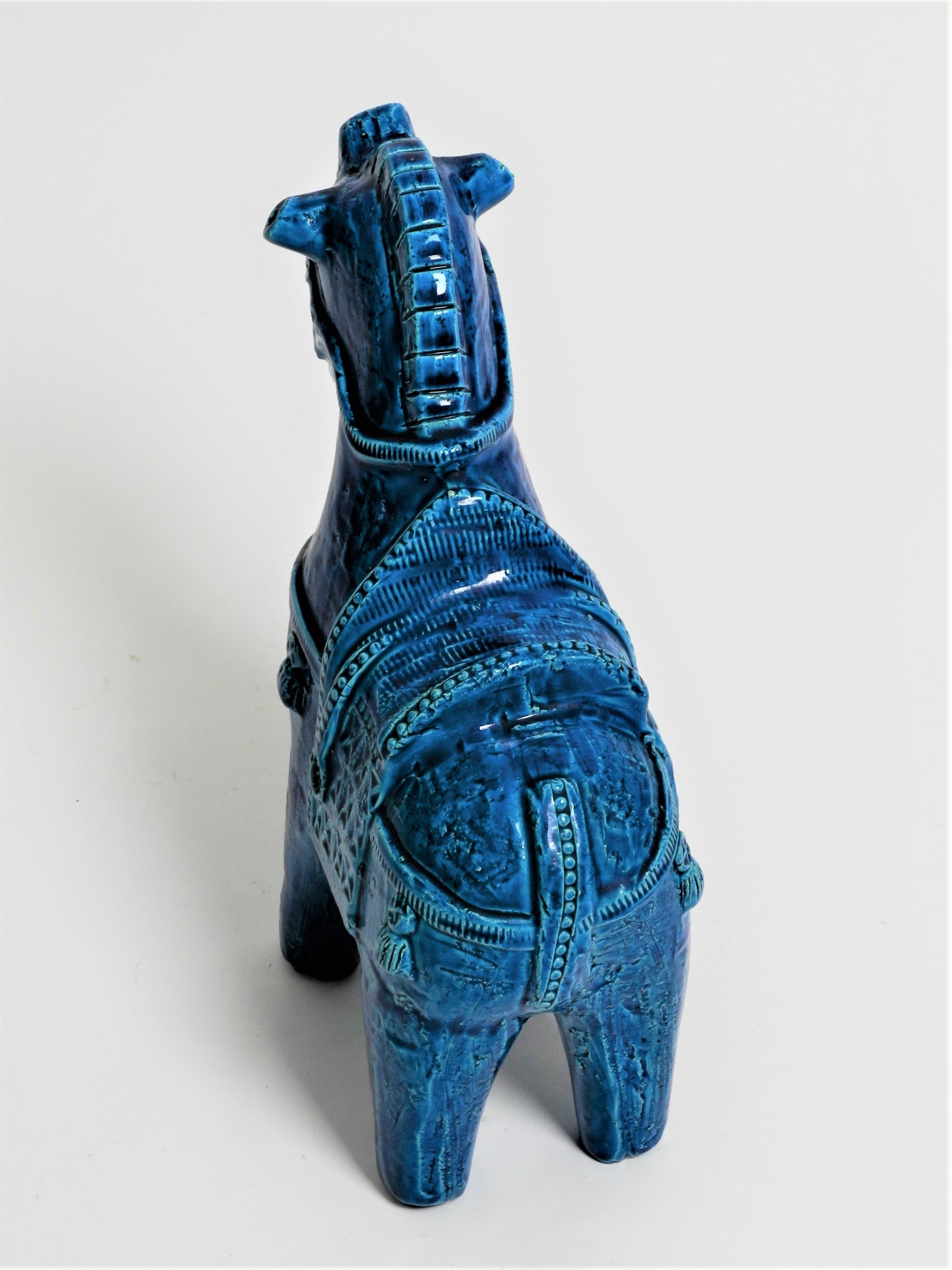 Keramik-Skulptur „Rimini-Blau“ Pferd von Aldo Londi für Bitossi 1