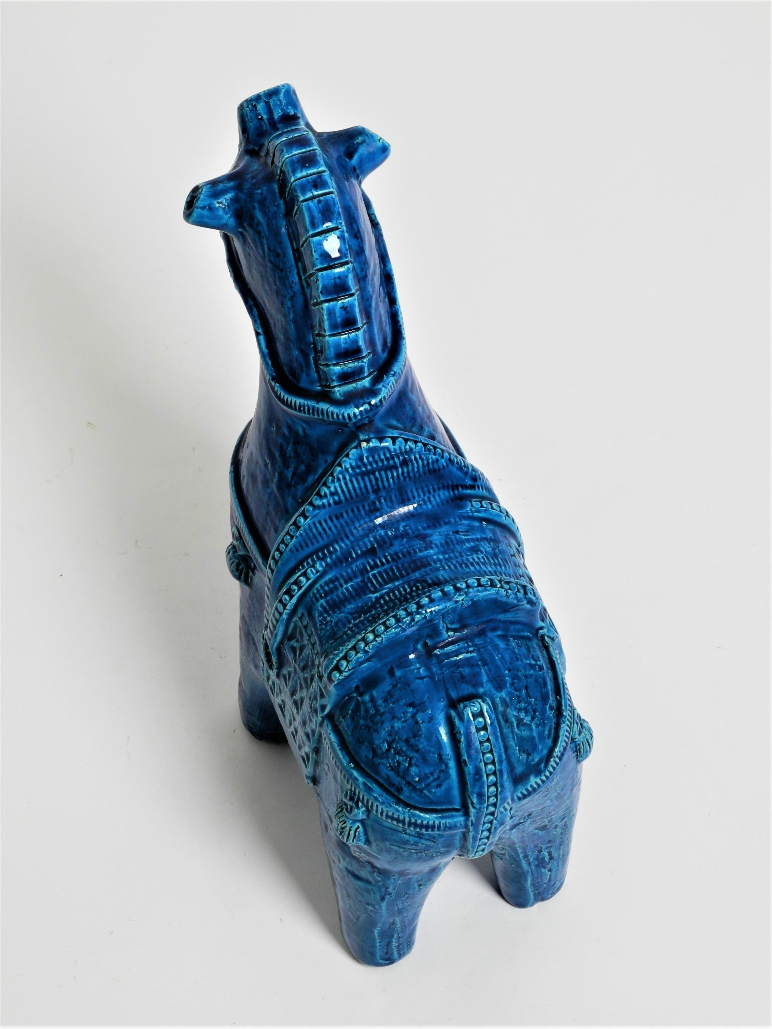 Keramik-Skulptur „Rimini-Blau“ Pferd von Aldo Londi für Bitossi 2