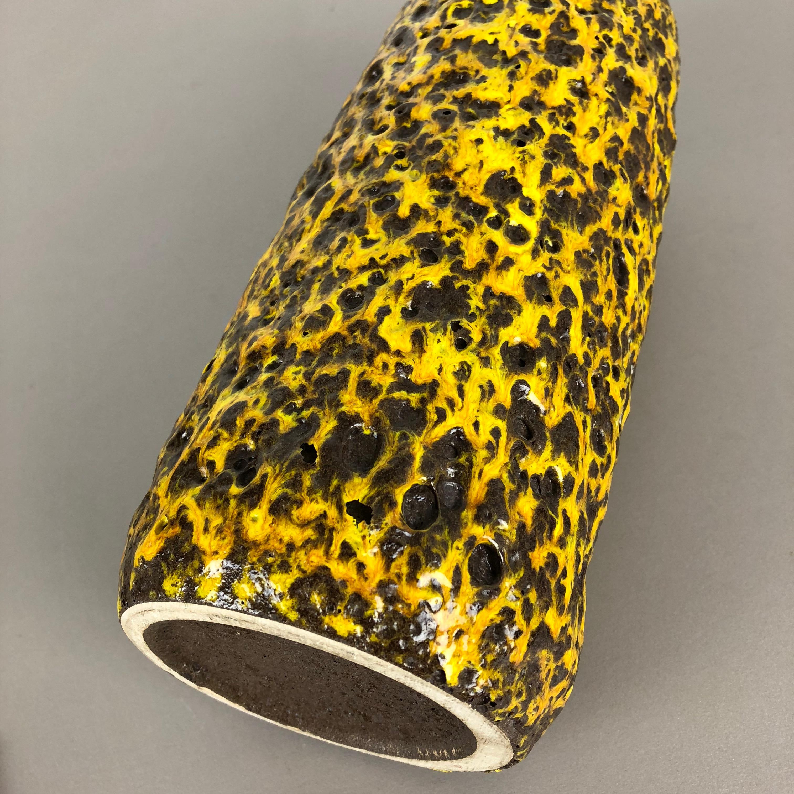 Pottery Super Yellow Color Fat Lava Multi-Color Vase Scheurich WGP, 1970s For Sale 5