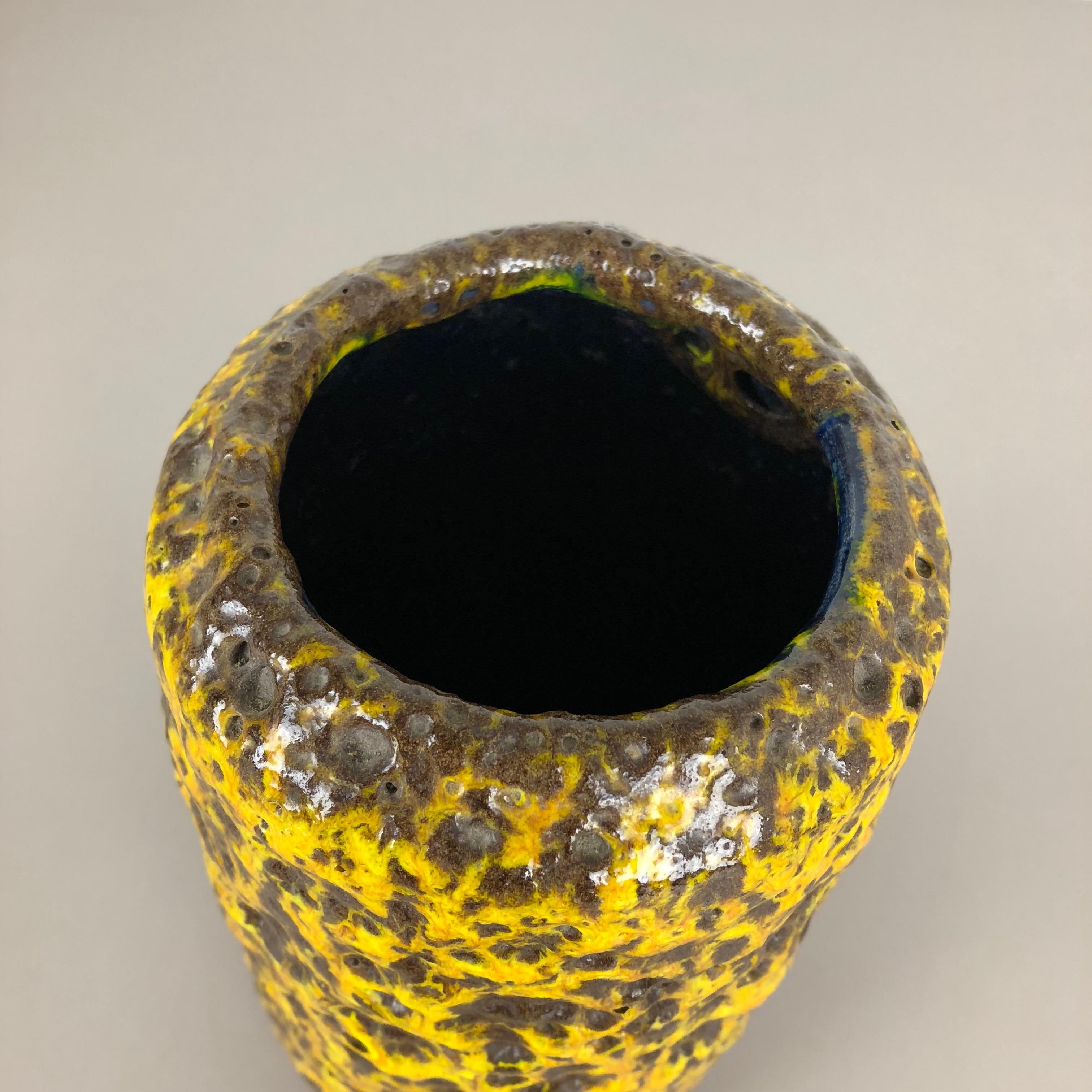 Pottery Super Yellow Color Fat Lava Multi-Color Vase Scheurich WGP, 1970s For Sale 6