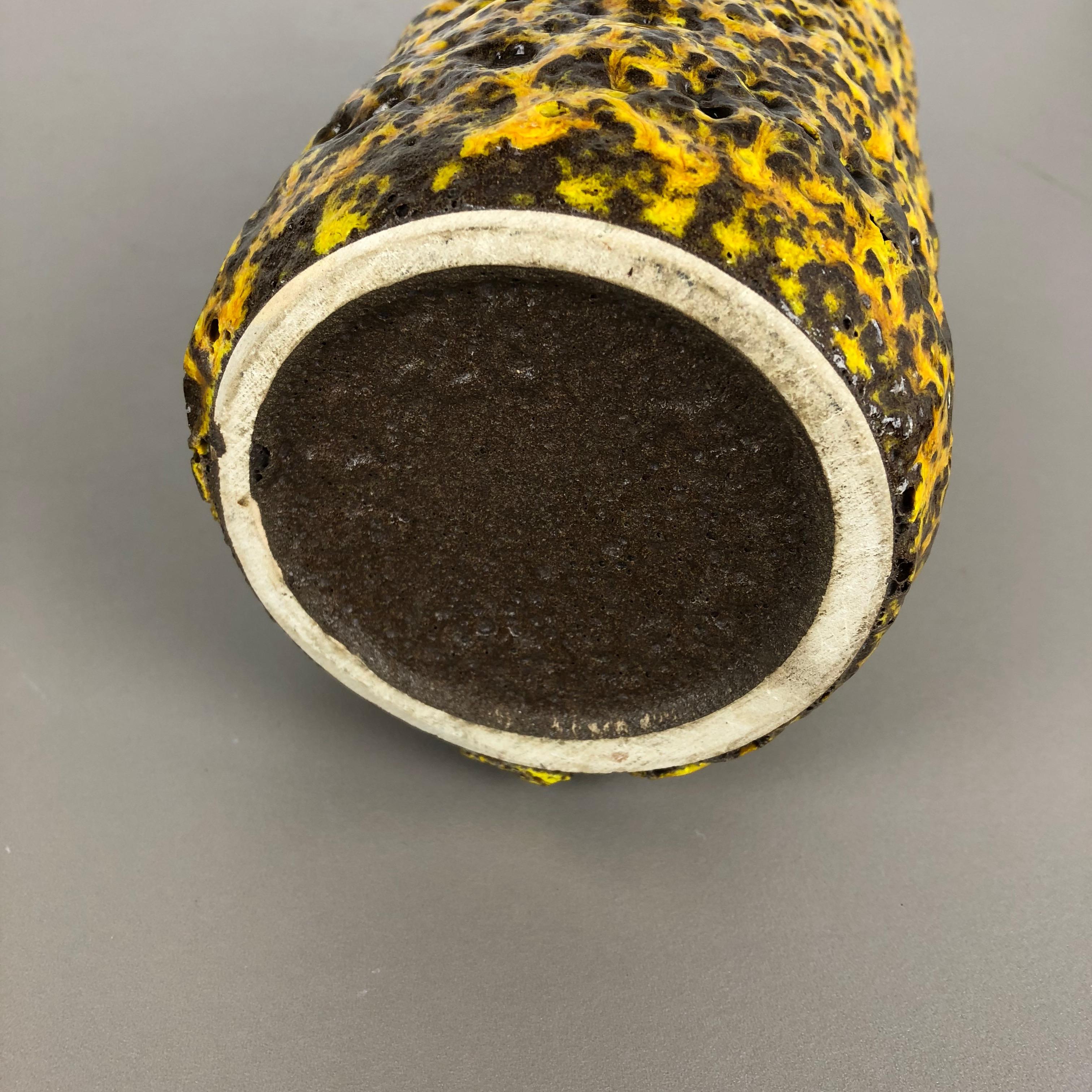 Pottery Super Yellow Color Fat Lava Multi-Color Vase Scheurich WGP, 1970s For Sale 12