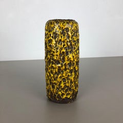 Pottery Super Yellow Color Fat Lava Multi-Color Vase Scheurich WGP, 1970s