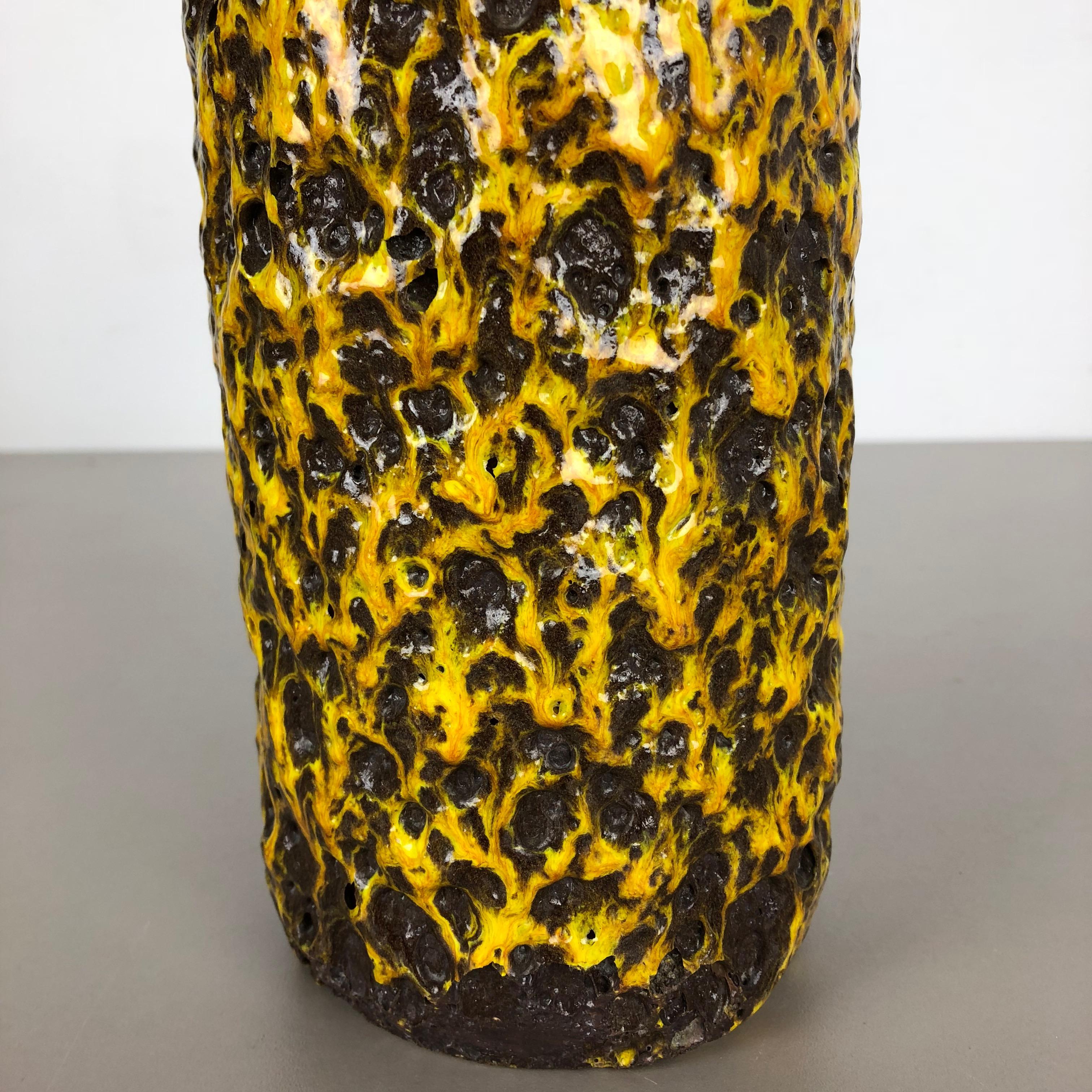 Pottery Super Yellow Color Fat Lava Multi-Color Vase Scheurich WGP, 1970s In Good Condition For Sale In Kirchlengern, DE