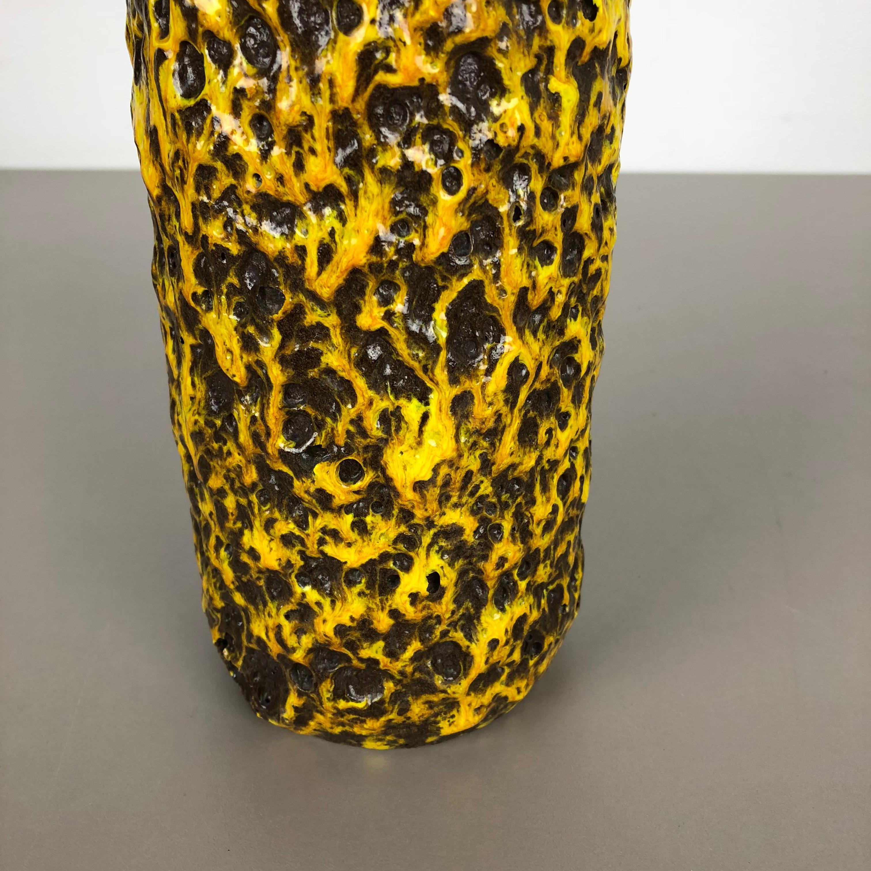 Pottery Super Yellow Color Fat Lava Multi-Color Vase Scheurich WGP, 1970s For Sale 2