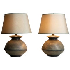 Pottery Table Lamps, Italy, circa 1940