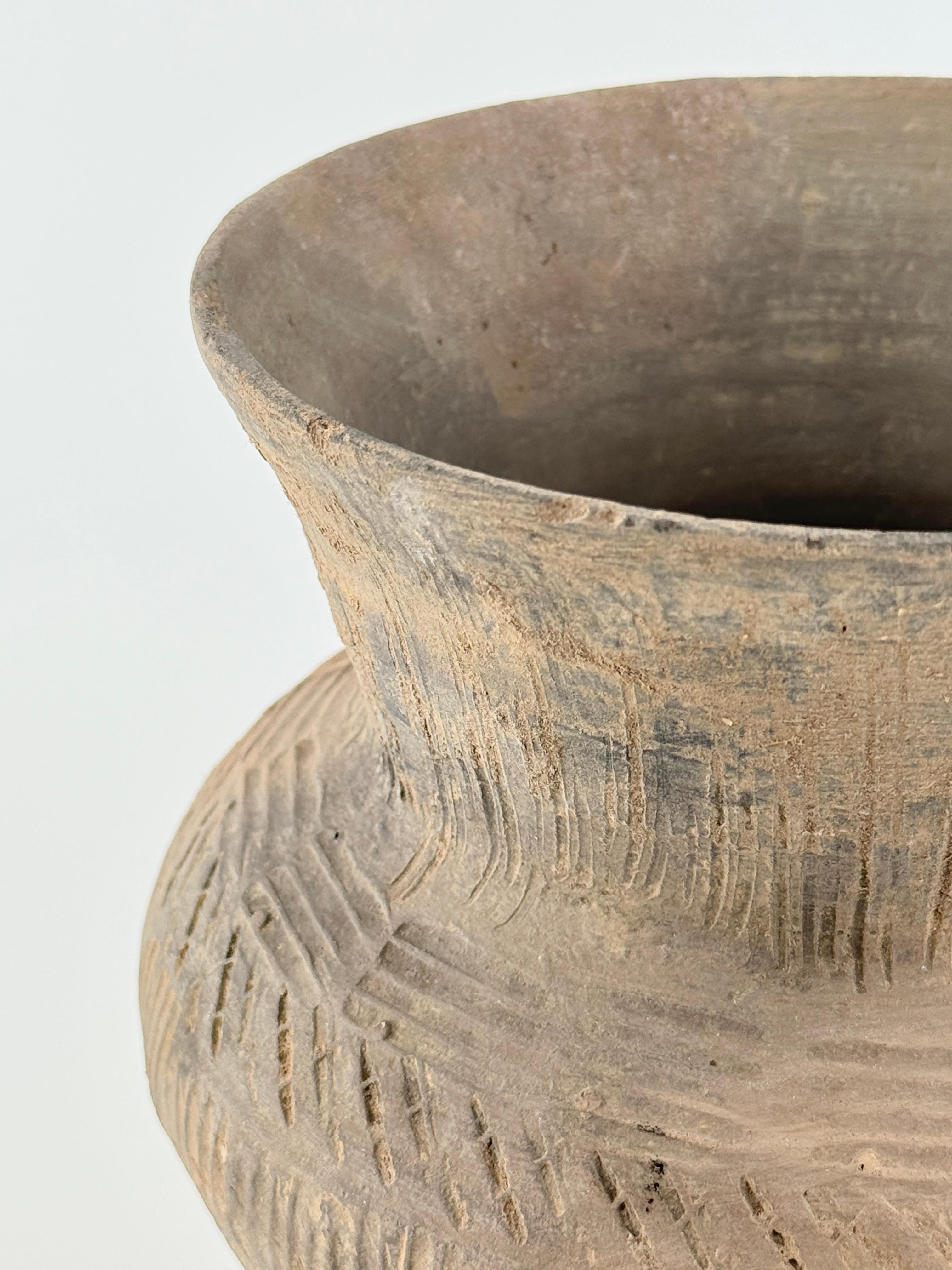 Hand-Carved Pottery Tripod Vessel, Neolithic Period For Sale