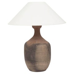 Lampada in ceramica con paralumi in lino bianco sporco