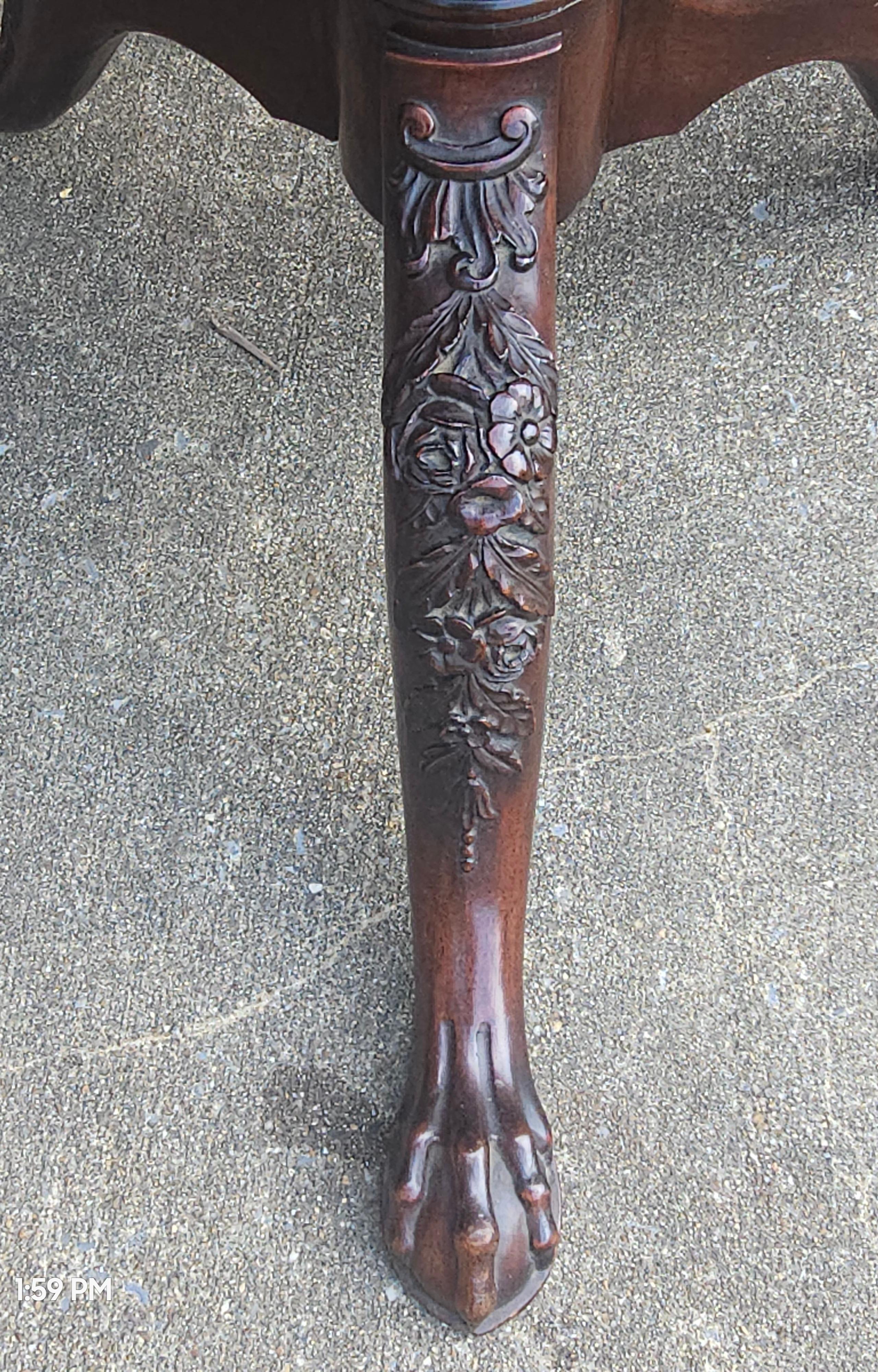 Potthast Bros Hancrafted Chippendale Style Carved Mahogany Tilt Top Tea Table For Sale 2