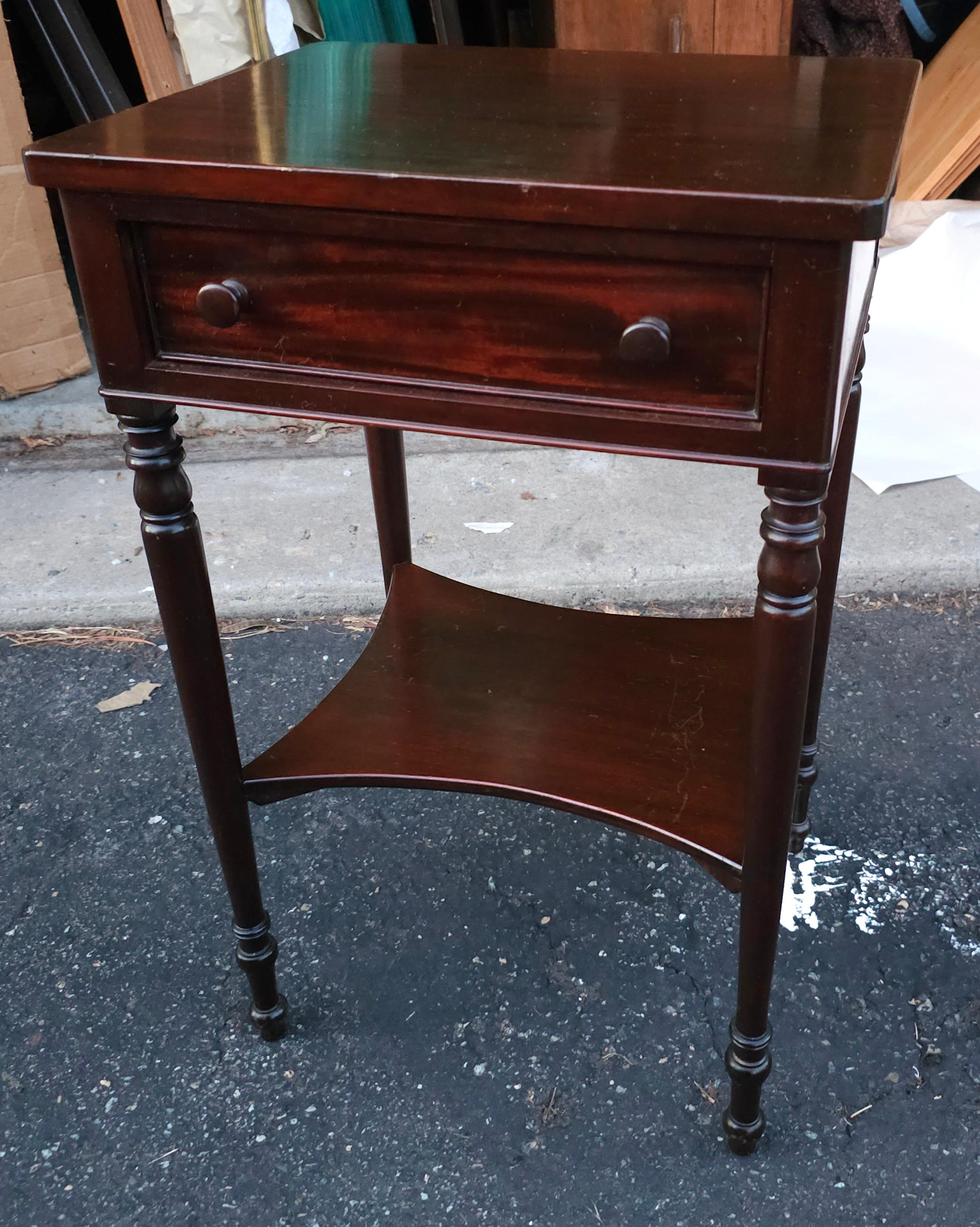 Hand-Crafted Potthast Brothers Mid Century American Federal Mahogany Handcrafted Side Table For Sale