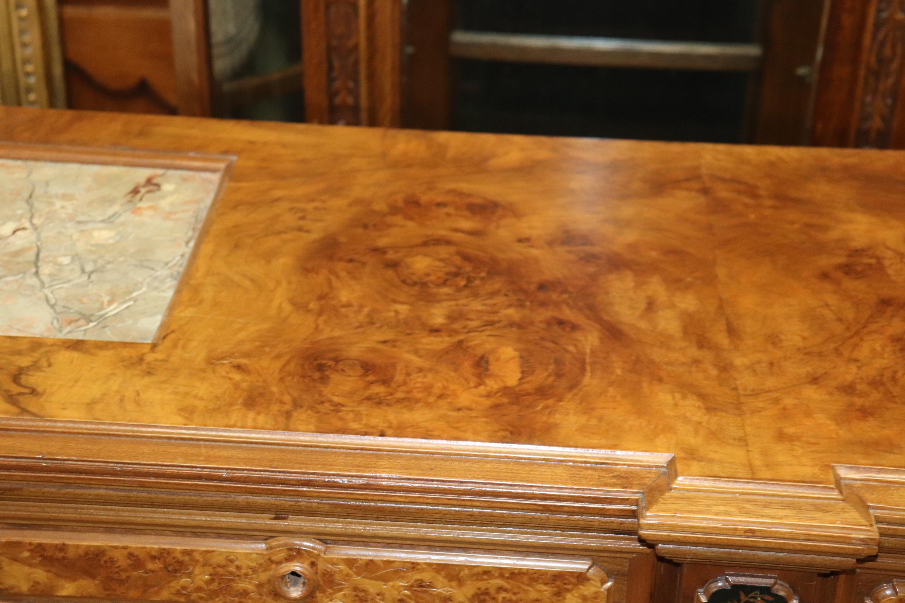 Pottier and Stymus Attributed Circassian Walnut Inlaid Credenza Sideboard For Sale 7