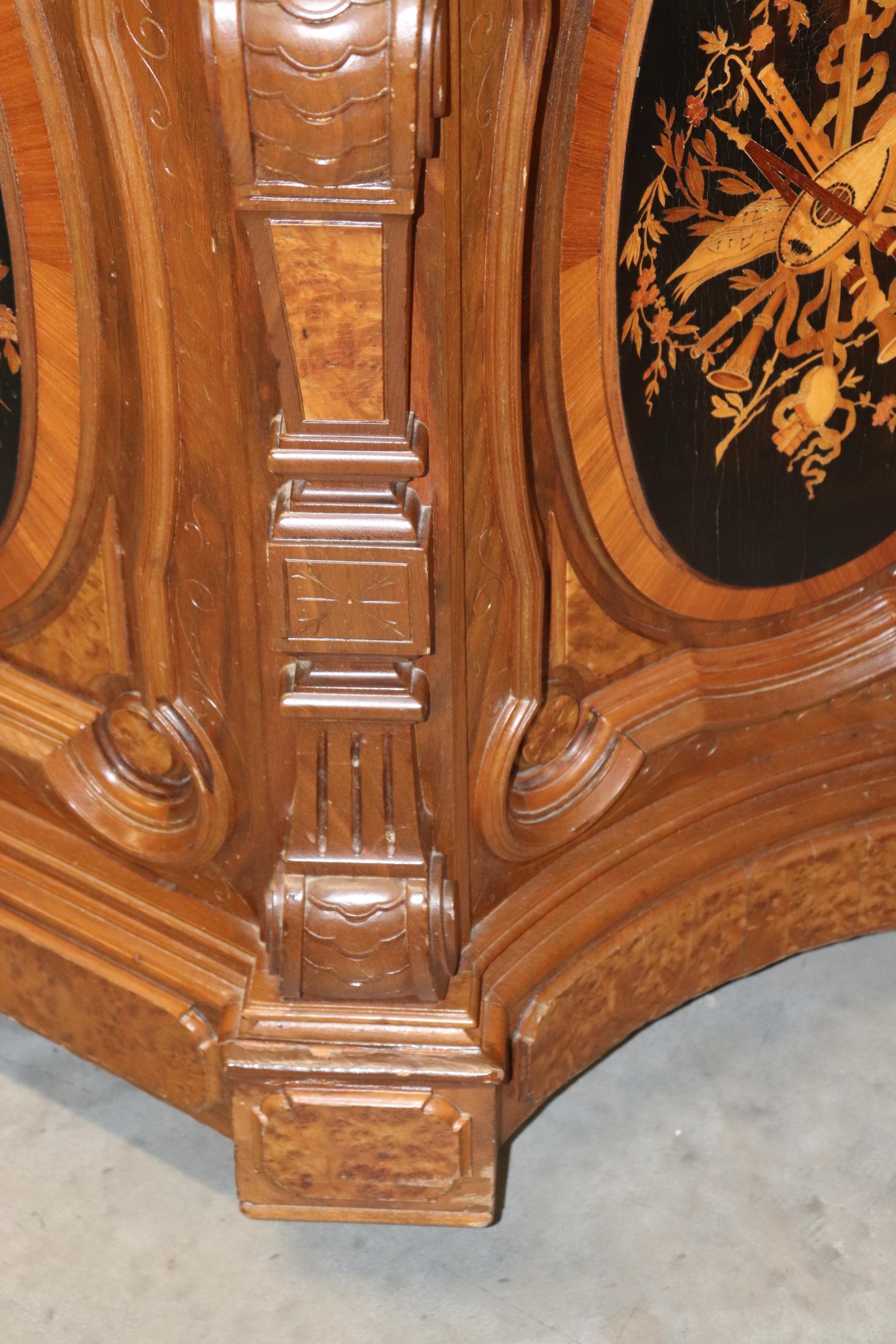 Pottier and Stymus Attributed Circassian Walnut Inlaid Credenza Sideboard In Good Condition In Swedesboro, NJ