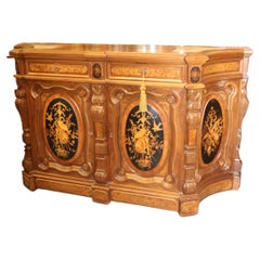 Pottier and Stymus Attributed Circassian Walnut Inlaid Credenza Sideboard