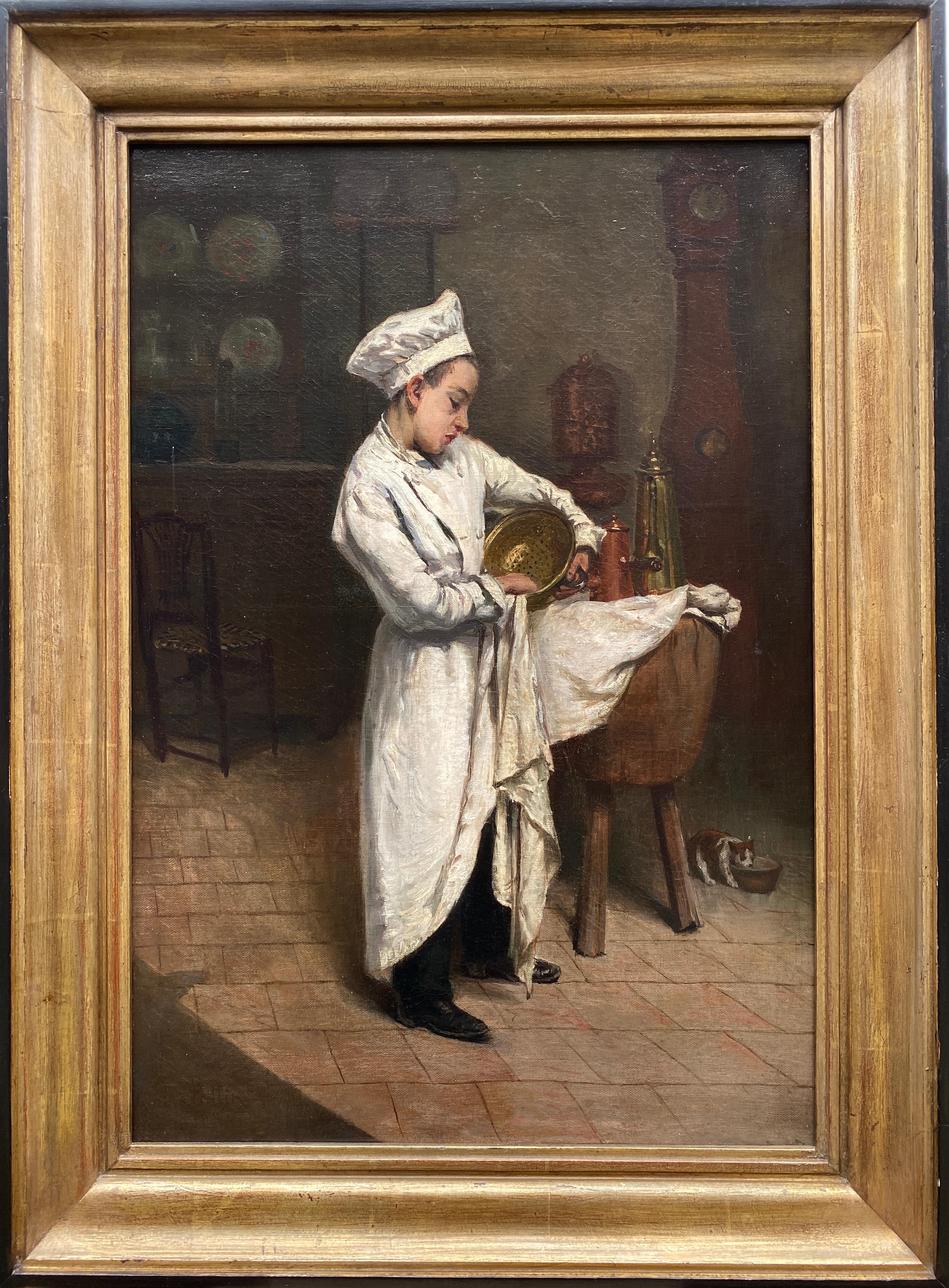 Pottin Henri Interior Painting - Le Petit Patissier, Henri Pottin, Paris 1820 – 1864, French Painter