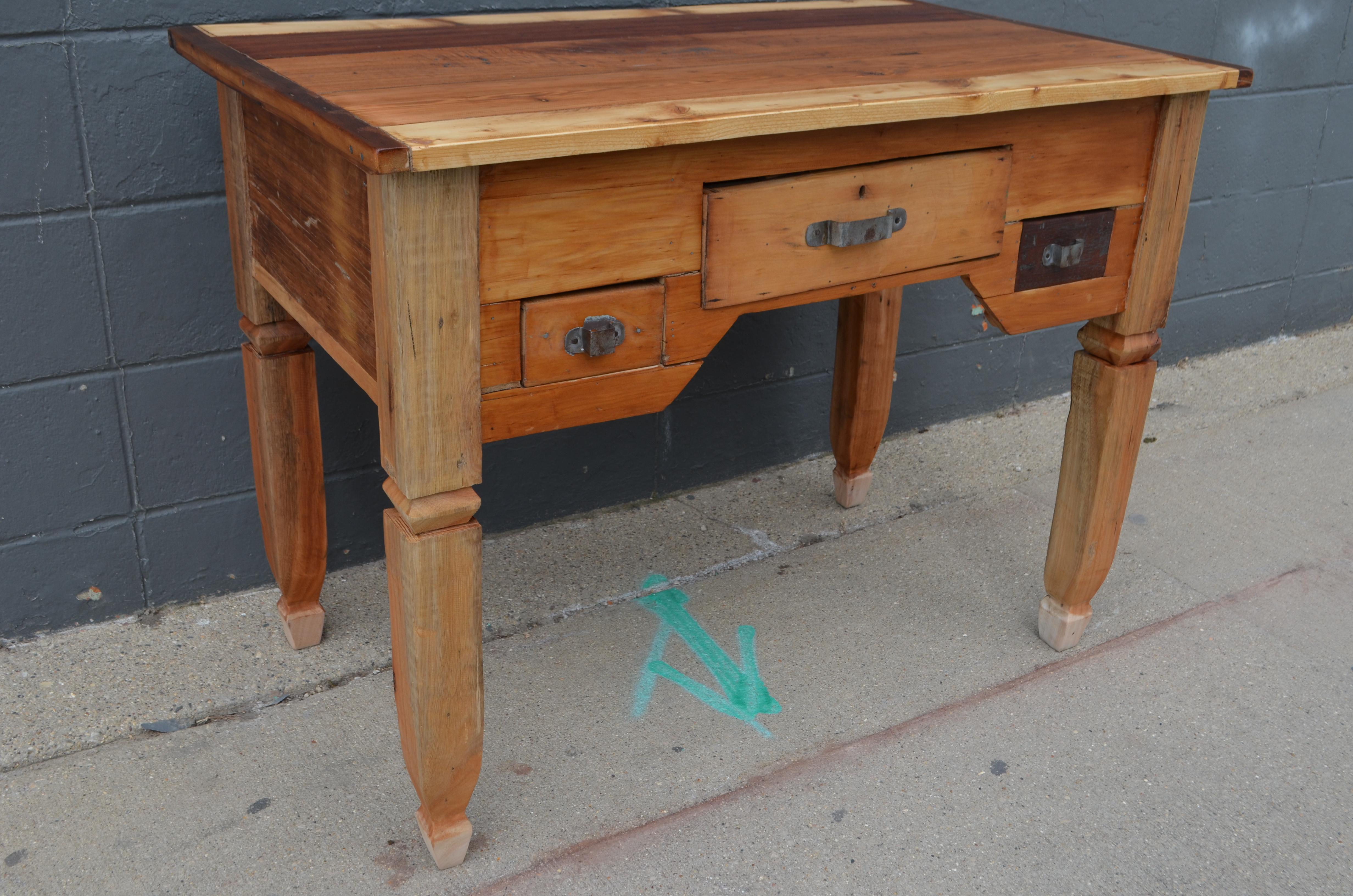 American Potting Table, Hall, Host Table Handcrafted of Five Old-Growth Woods, circa 1880