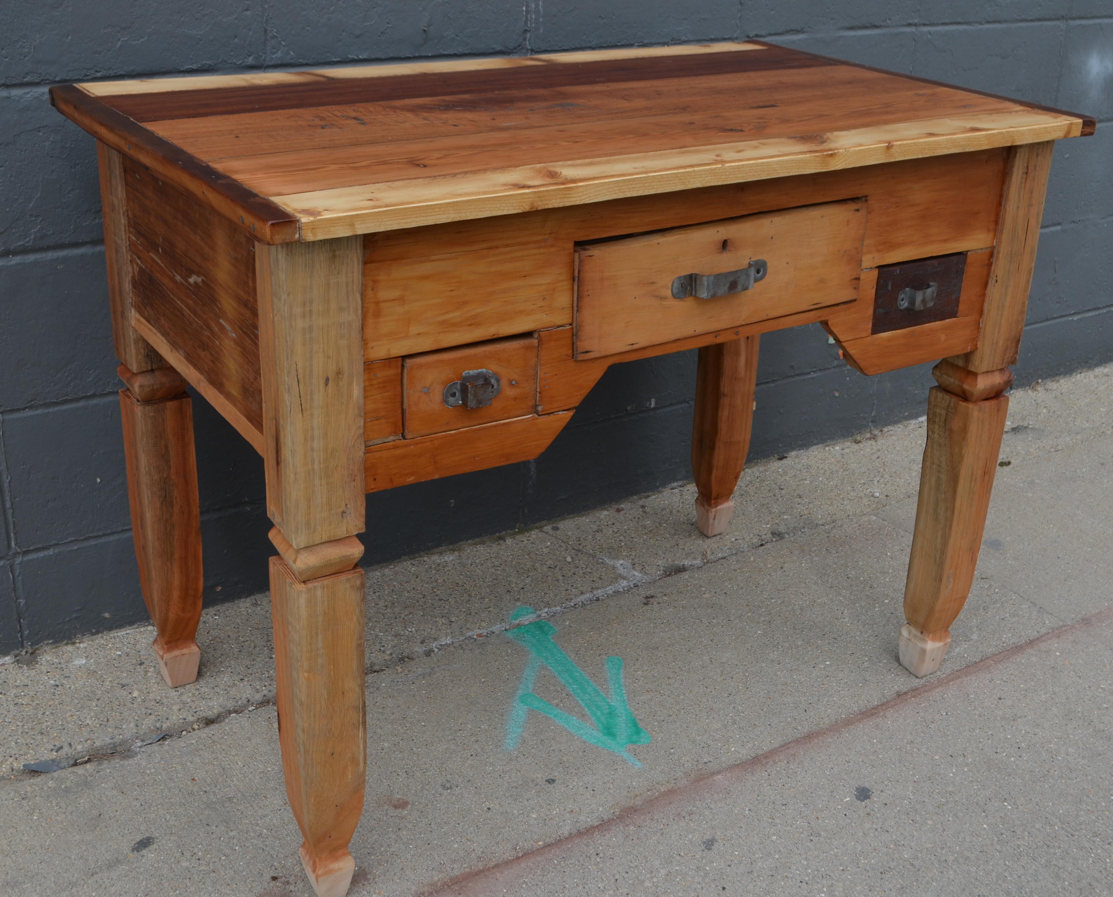 Potting Table, Hall, Host Table Handcrafted of Five Old-Growth Woods, circa 1880 In Good Condition In Madison, WI